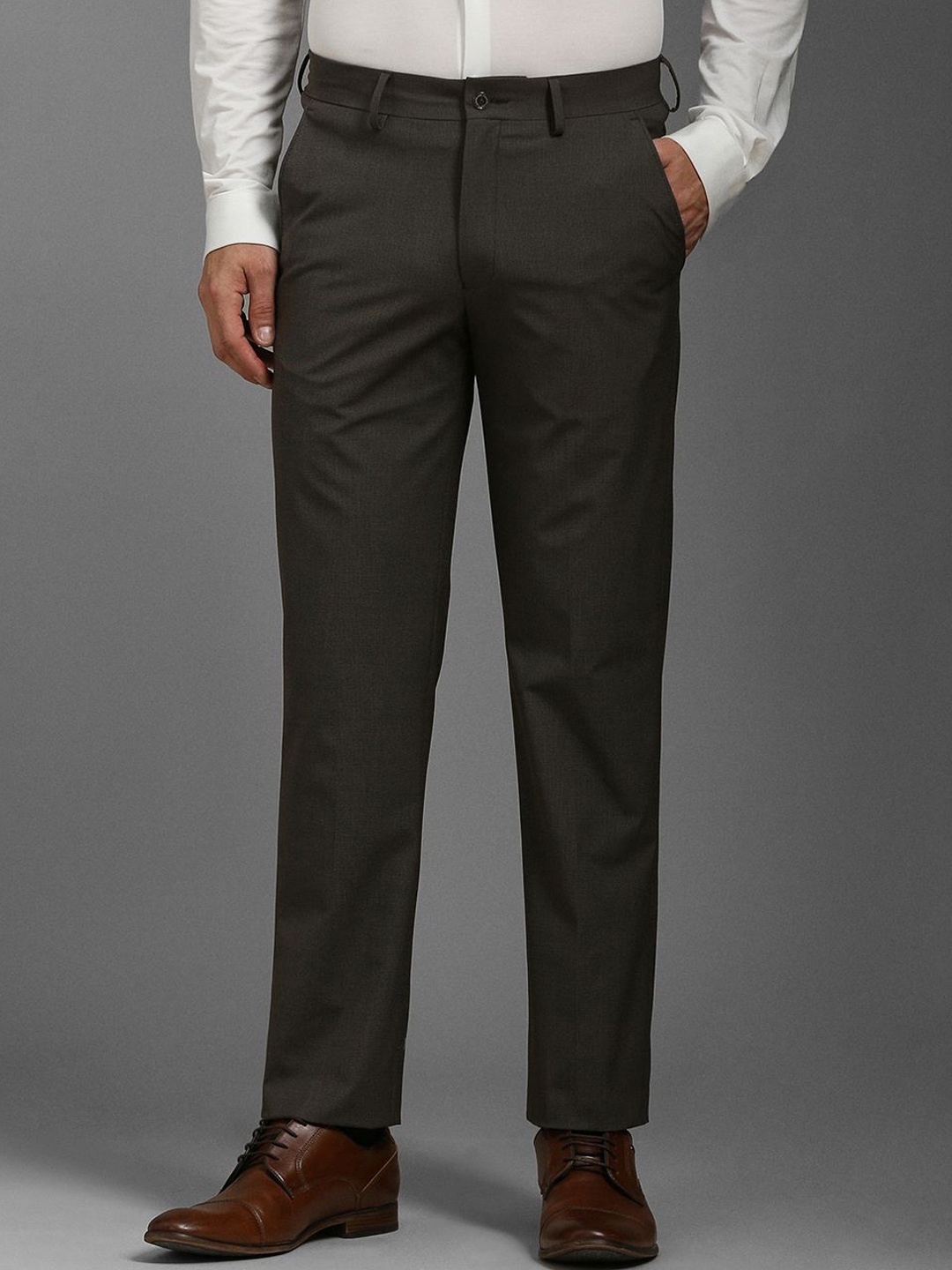 

Louis Philippe Men Mid-Rise Formal Trousers, Brown