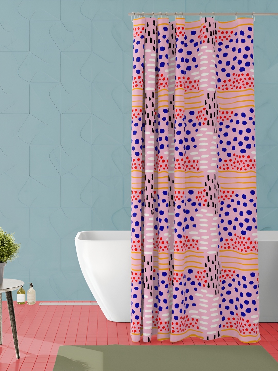 

ArtzFolio Pink & Red Geometric Printed Waterproof Shower Curtain
