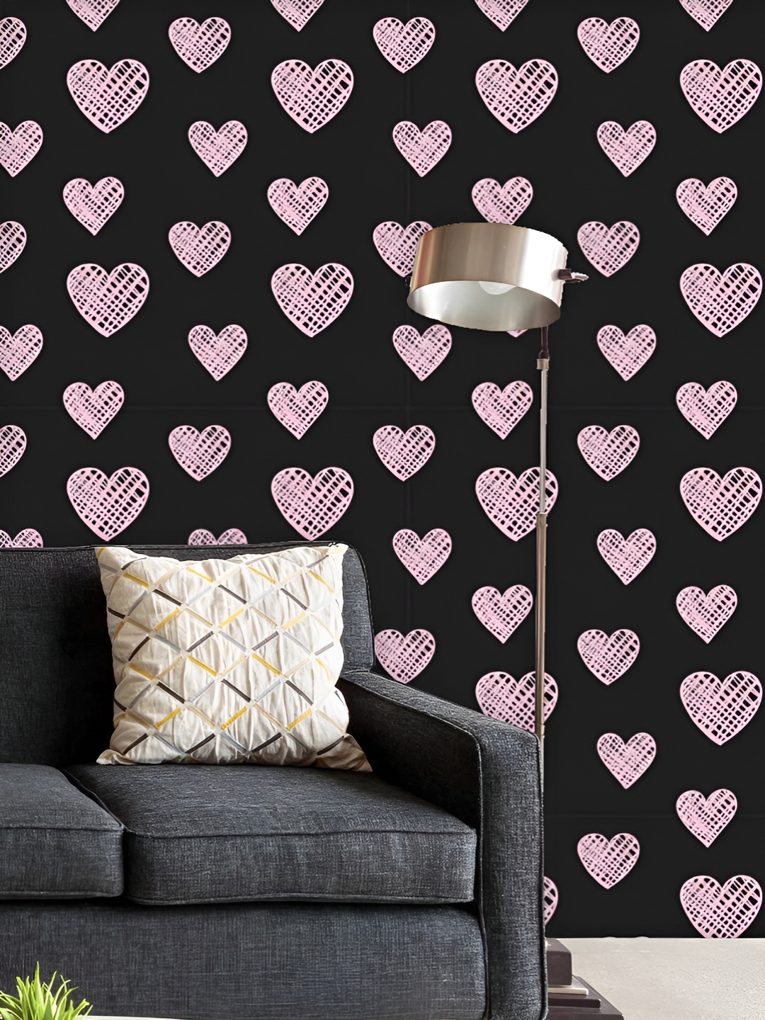 

ArtzFolio Printed UV-Resistant Anti-Bacterial Blissful HeartsPeel & Stick Wallpaper, Multi