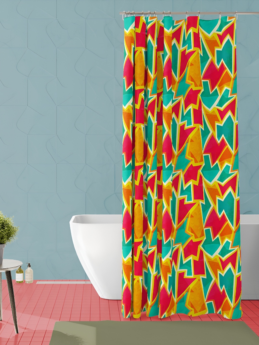 

ArtzFolio Orange-Colored & Red Printed Waterproof Shower Curtain