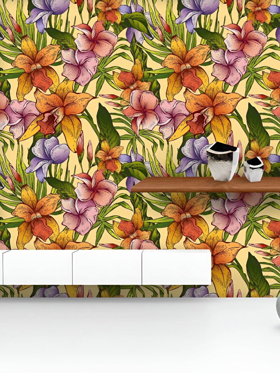 

ArtzFolio Printed UV-Resistant Anti-Bacterial Vintage Tropical Peel & Stick Wallpaper, Multi