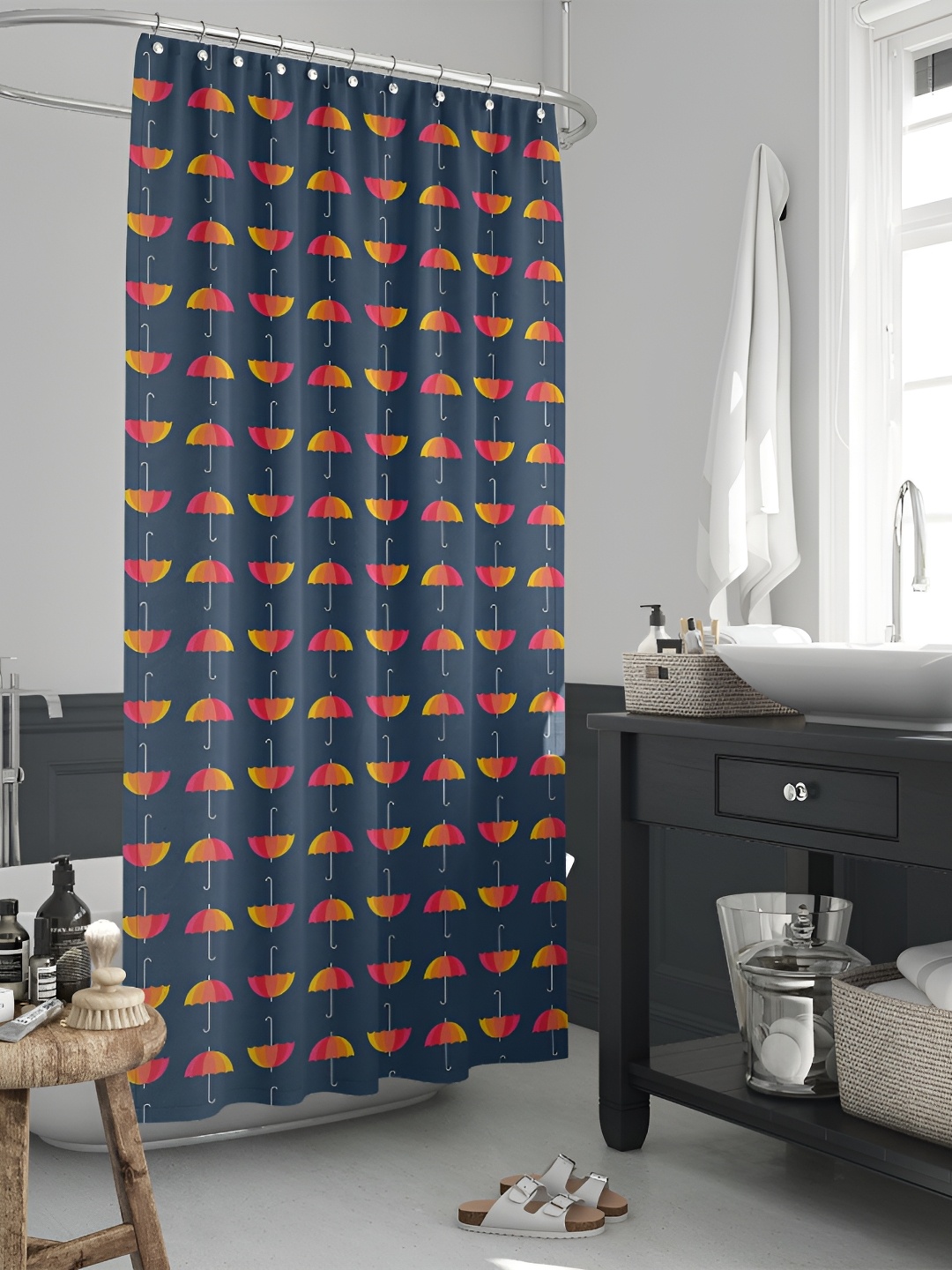 

ArtzFolio Black & Yellow Printed Waterproof Shower Curtains