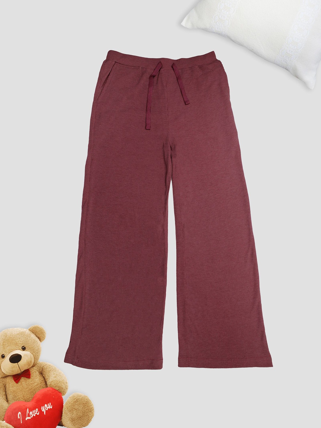 

KiddoPanti Girls Cotton Ribbed Wide Leg Lounge Pants, Mauve