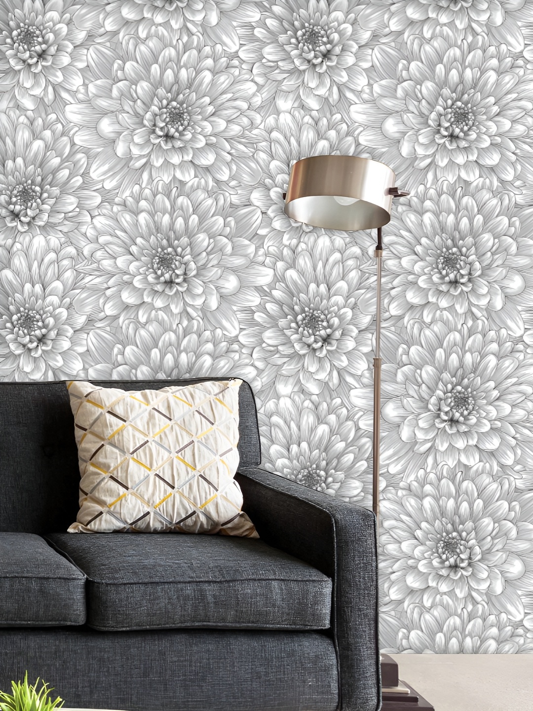 

ArtzFolio Printed UV-Resistant Anti-Bacterial Black And White Dahlia Peel & Stick Wallpaper, Multi