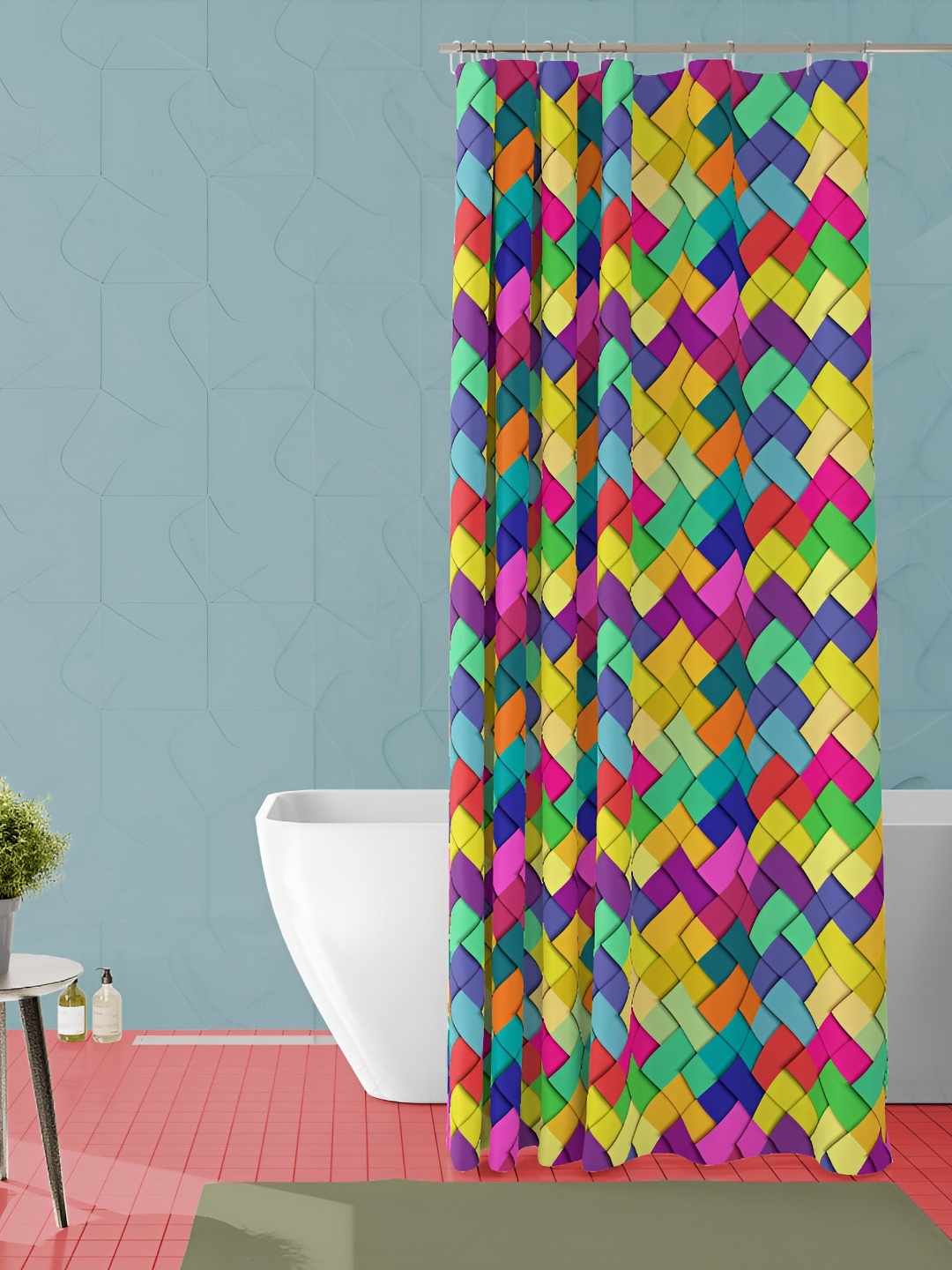 

ArtzFolio Blue & Yellow Printed Waterproof Shower Curtain