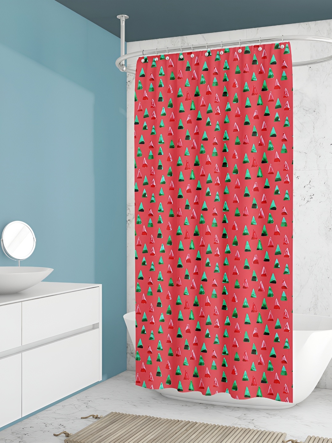 

ArtzFolio Red & Green Printed Shower Curtains