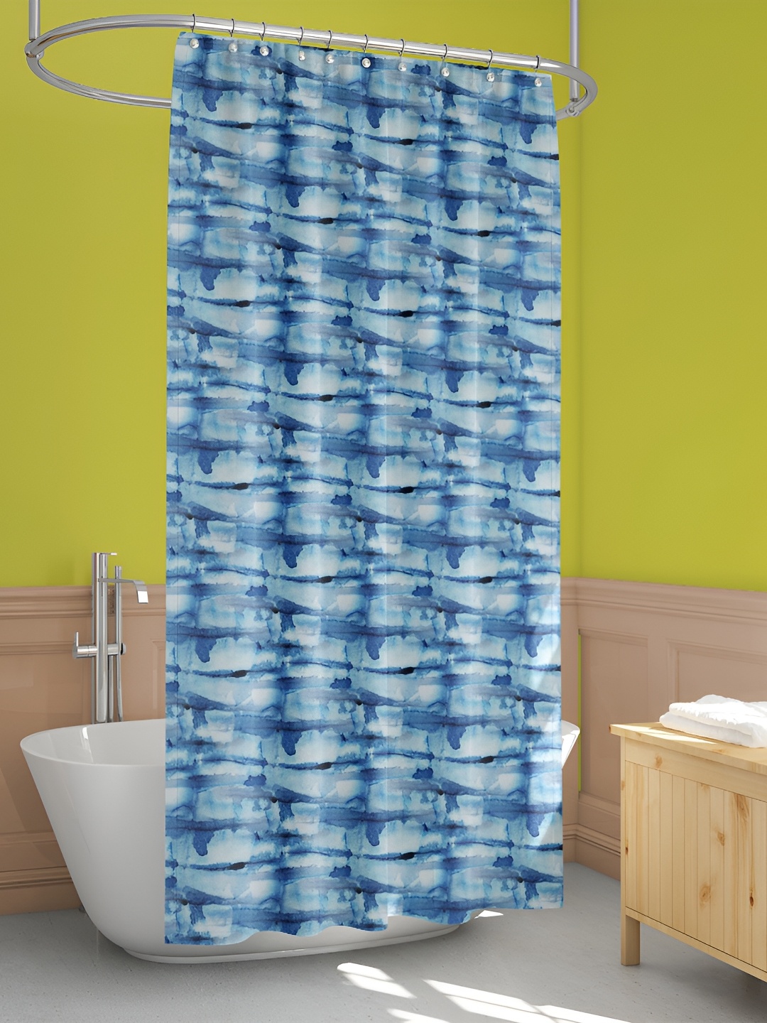 

ArtzFolio White & Blue Printed Waterproof Shower Curtain