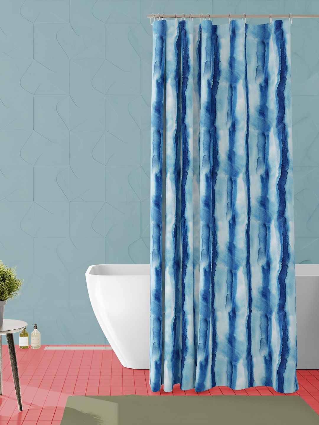 

ArtzFolio Blue & White Printed Waterproof Shower Curtain