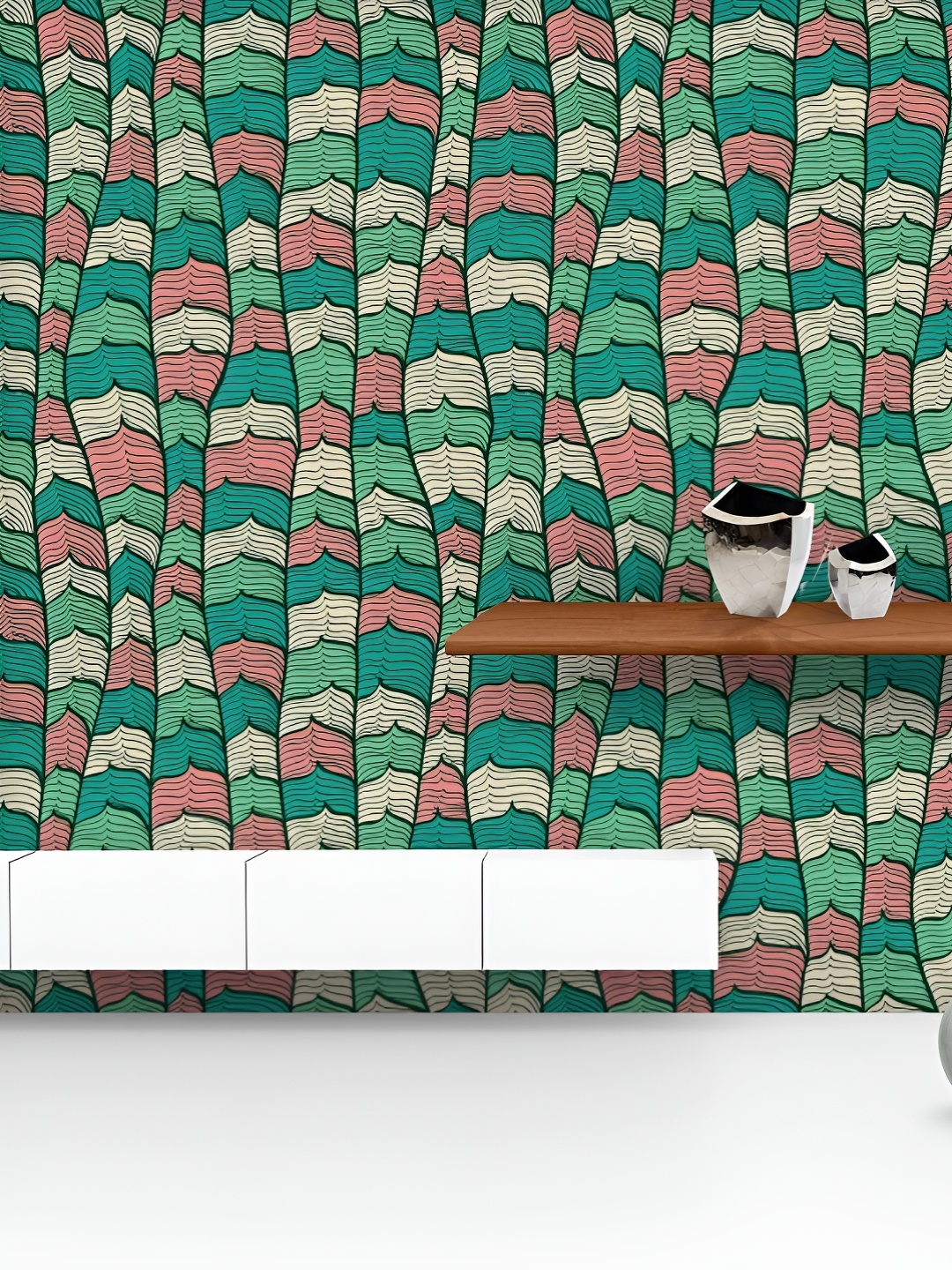 

ArtzFolio Printed UV-Resistant Anti-Bacterial Abstract Waves Peel & Stick Wallpaper, Multi