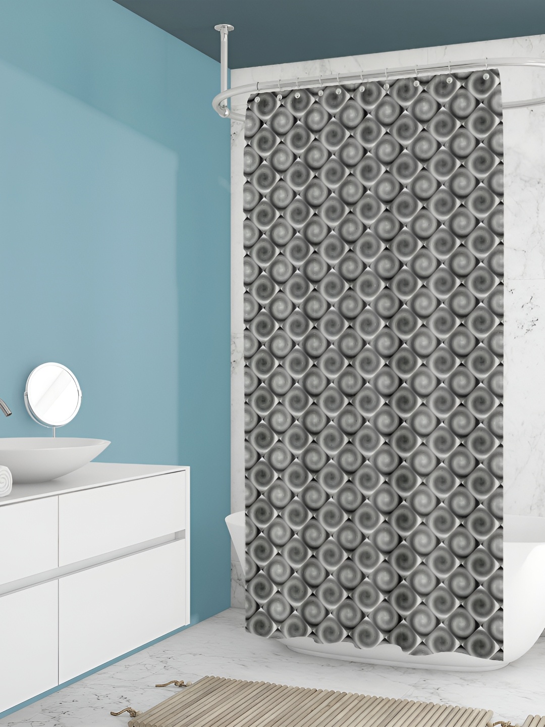 

ArtzFolio White & Black Printed Water Proof Shower Curtain