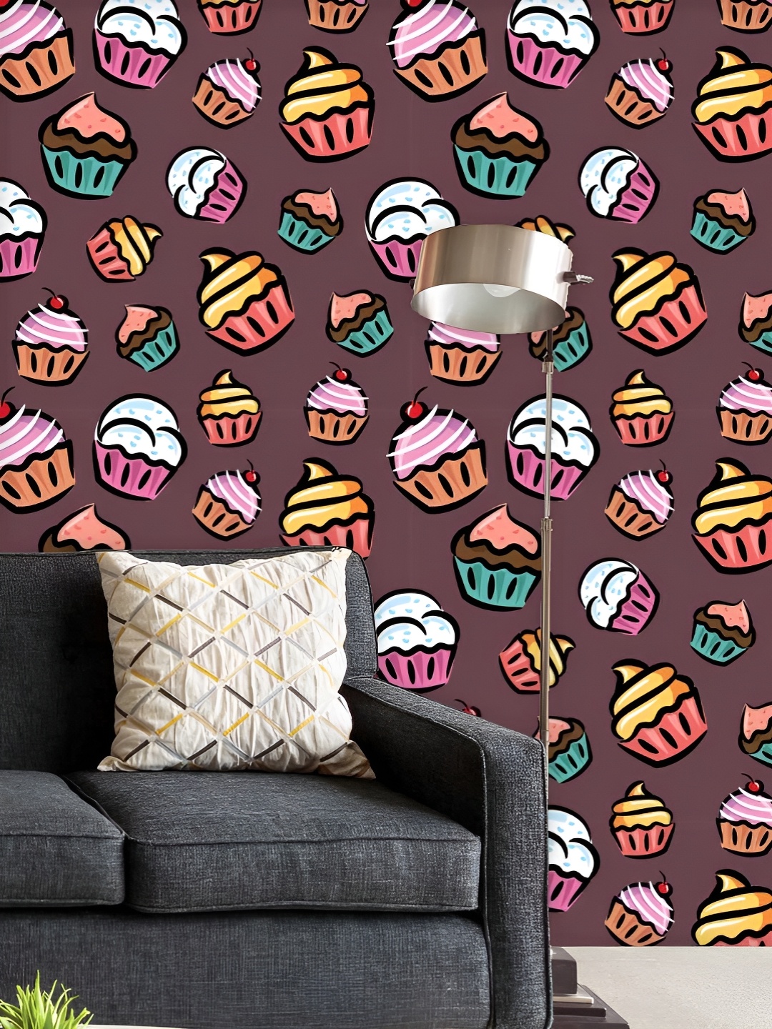 

ArtzFolio Printed UV-Resistant Anti-Bacterial Cupcake Peel & Stick Wallpaper, Multi