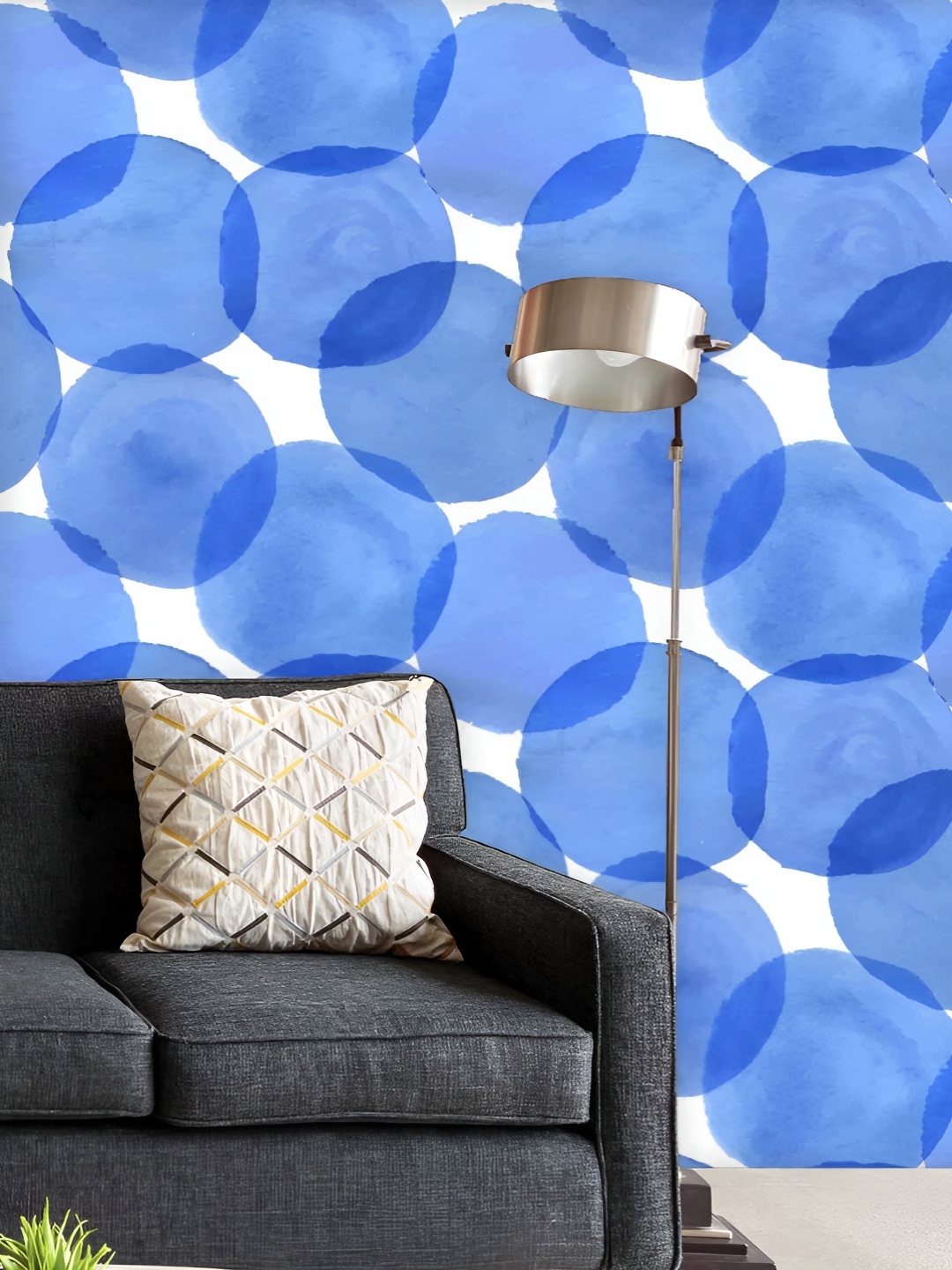 

ArtzFolio Printed UV-Resistant Anti-Bacterial Blue CirclesPeel & Stick Wallpaper, Multi