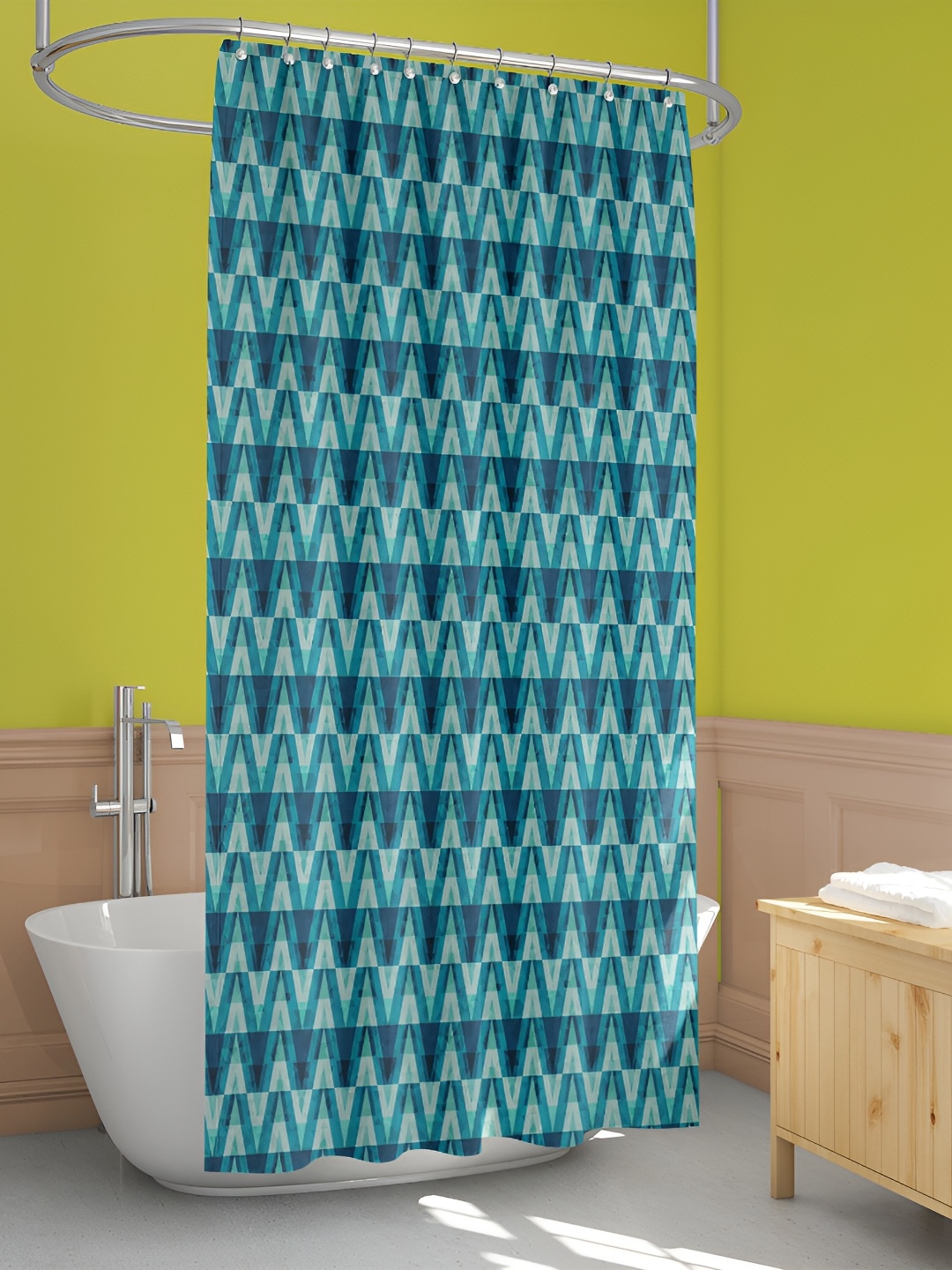 

ArtzFolio Blue & Black Geometric Printed Waterproof Shower Curtains