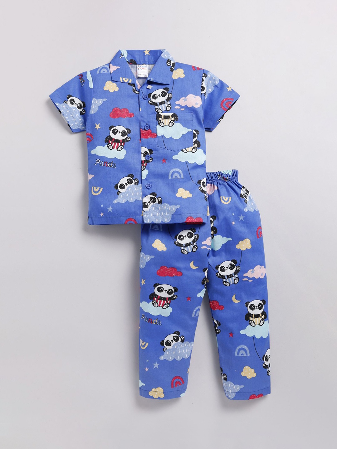 

NAUTI KIDZ Boys Pure Cotton Printed Night suit, Blue