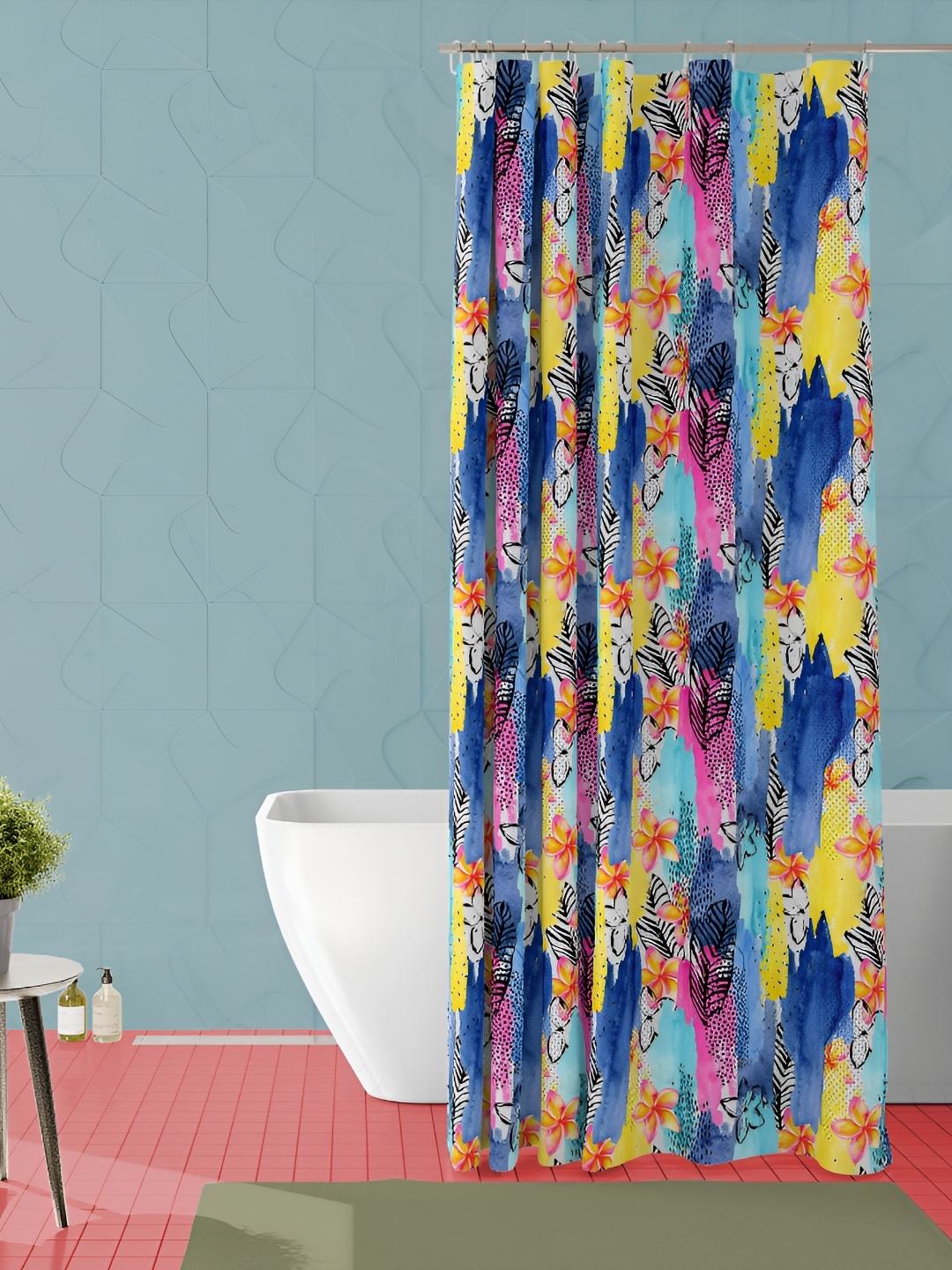 

ArtzFolio Blue & Yellow Printed Waterproof Shower Curtain