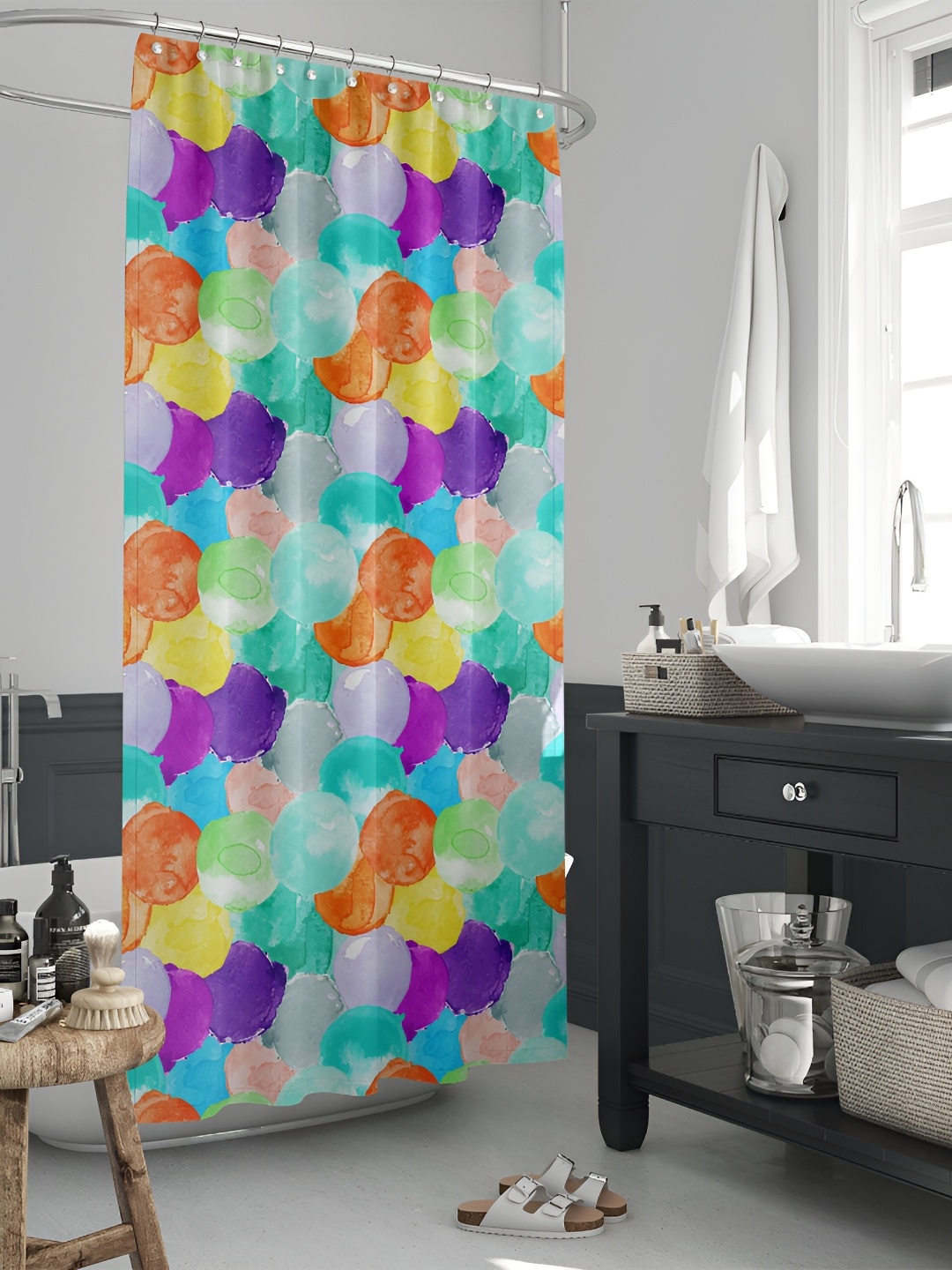 

ArtzFolio Blue & Green Printed Waterproof Shower Curtainns