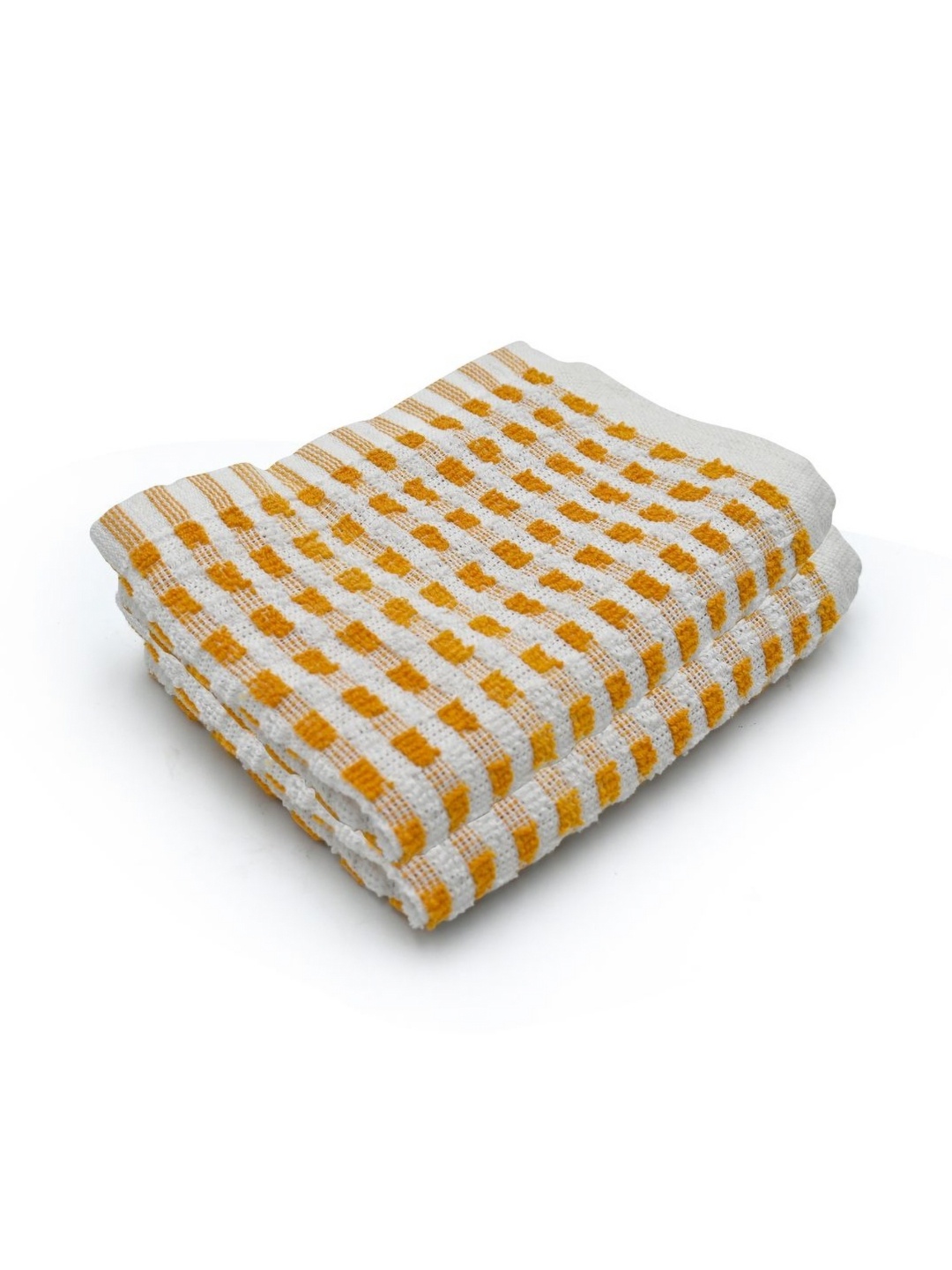 

PRAKARTIK Yellow & White 2 Pieces Checked Cotton Kitchen Towels