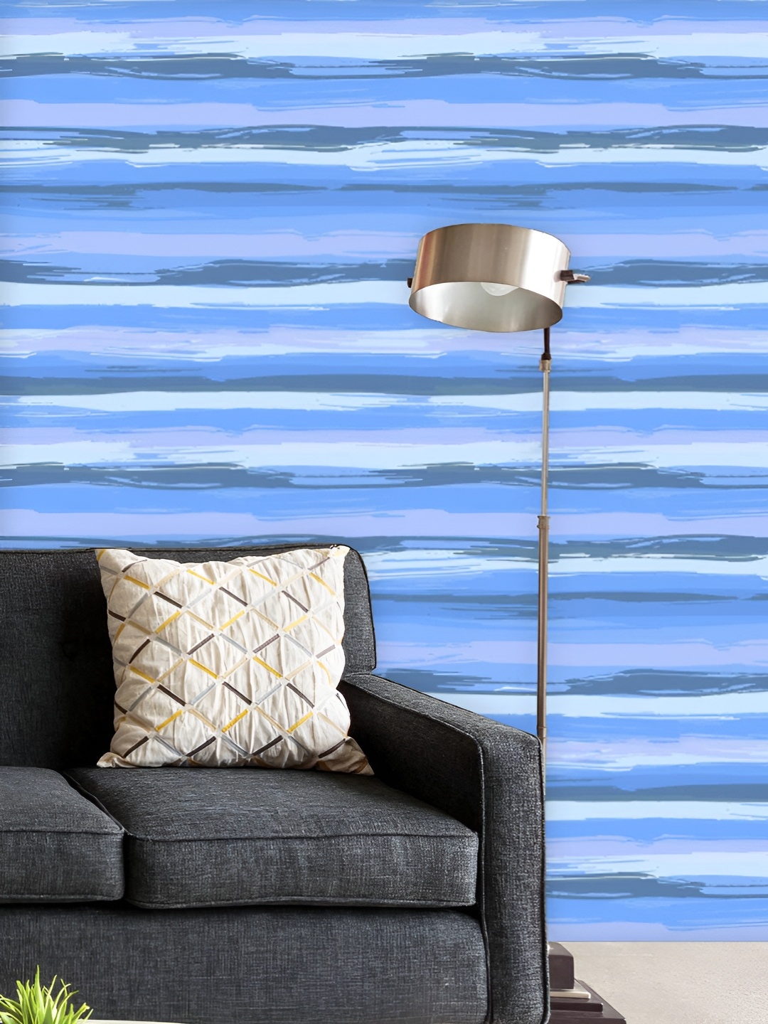 

ArtzFolio Printed UV-Resistant Anti-Bacterial Blue Brush Strokes Peel & Stick Wallpaper, Multi