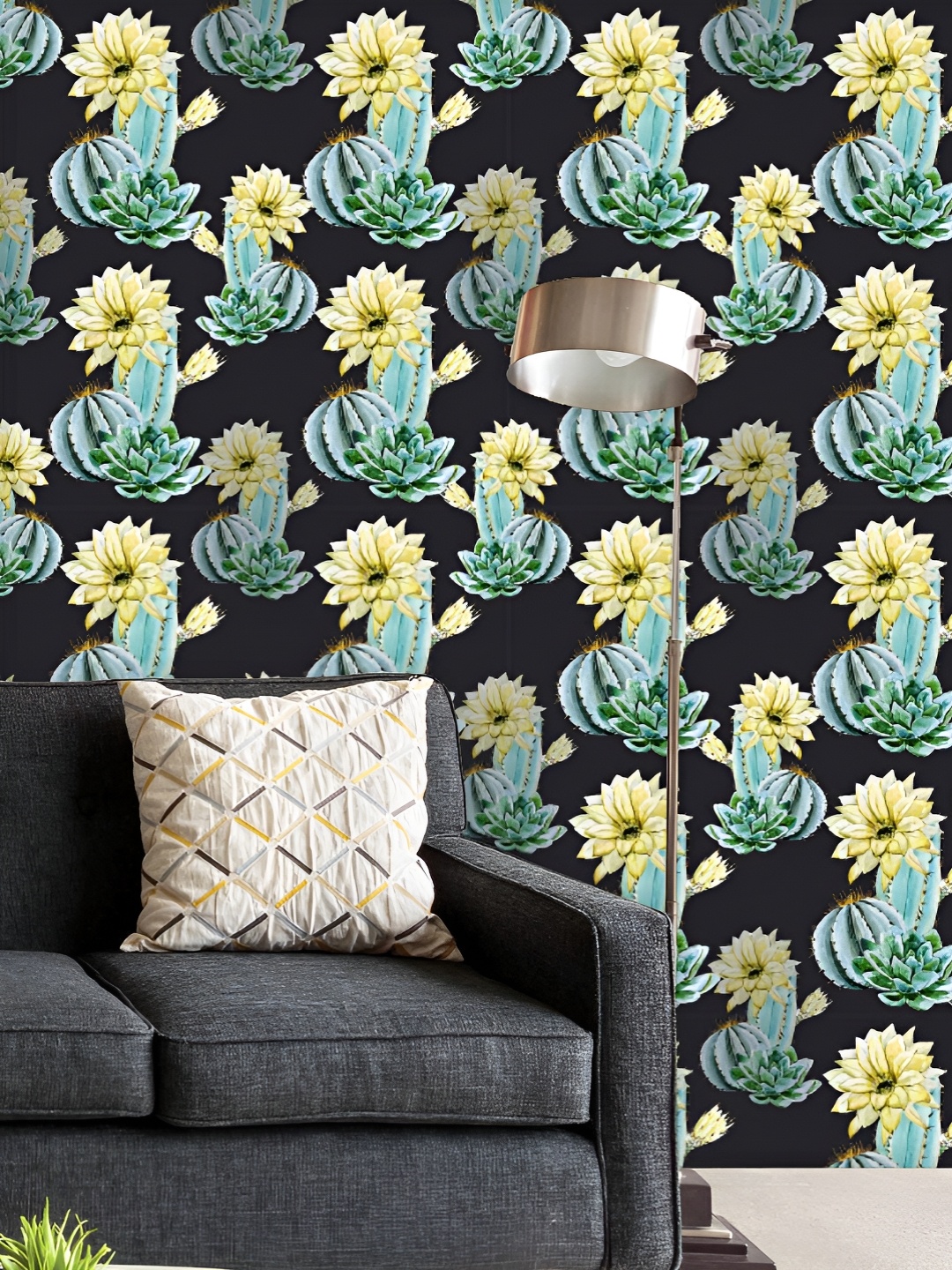 

ArtzFolio Printed UV-Resistant Anti-Bacterial Watercolor Cactus Peel & Stick Wallpaper, Multi