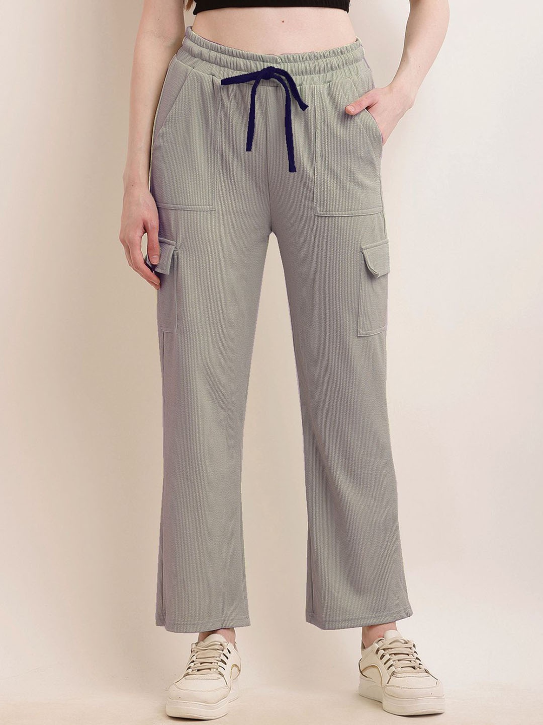 

BAESD Women Mid- Rise Straight-Fit rack Pants, Grey