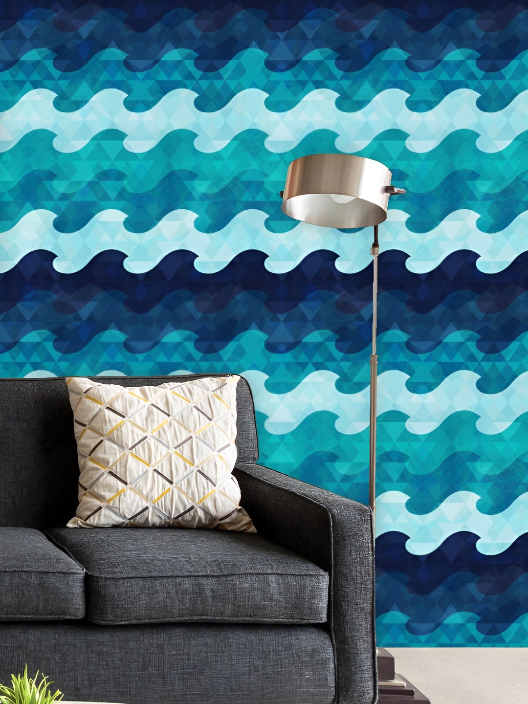 

ArtzFolio Printed UV-Resistant Anti-Bacterial Grunge Waves Peel & Stick Wallpaper, Multi