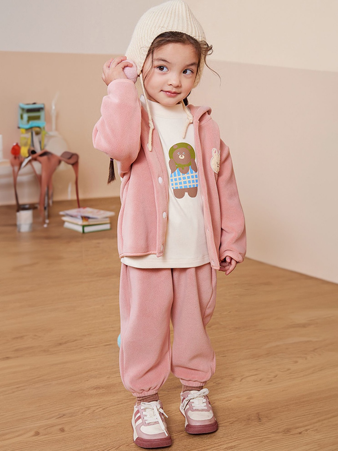 

LULU & SKY Unisex Kids Striped without Tailored Jacket with Patchwork, Pink