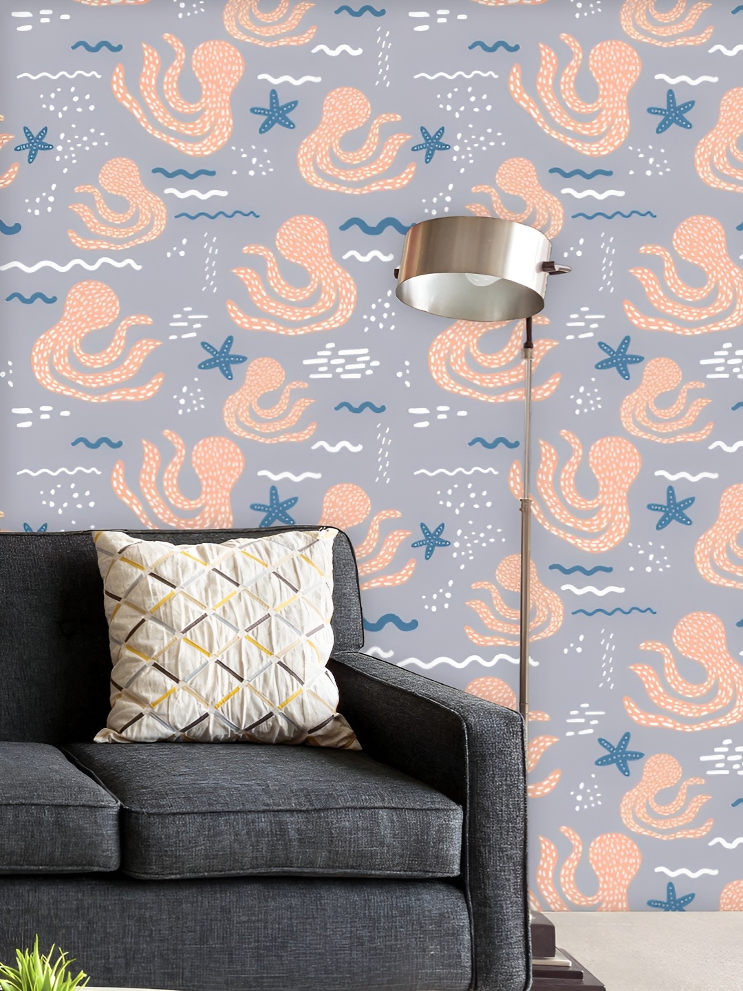 

ArtzFolio Printed UV-Resistant Anti-Bacterial Octopus Starfish Peel & Stick Wallpaper, Multi