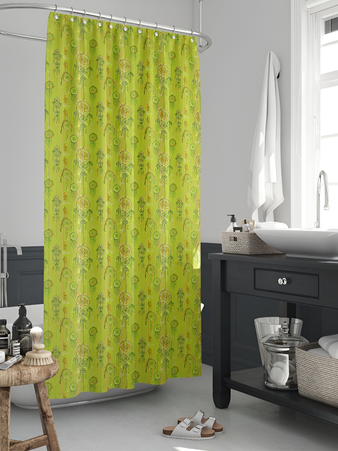 

ArtzFolio Green & Brown Floral Printed Water Proof Shower Curtain