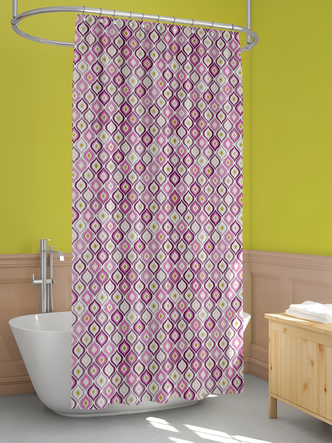 

ArtzFolio Pink & Cream-Color Printed Waterproof Shower Curtains