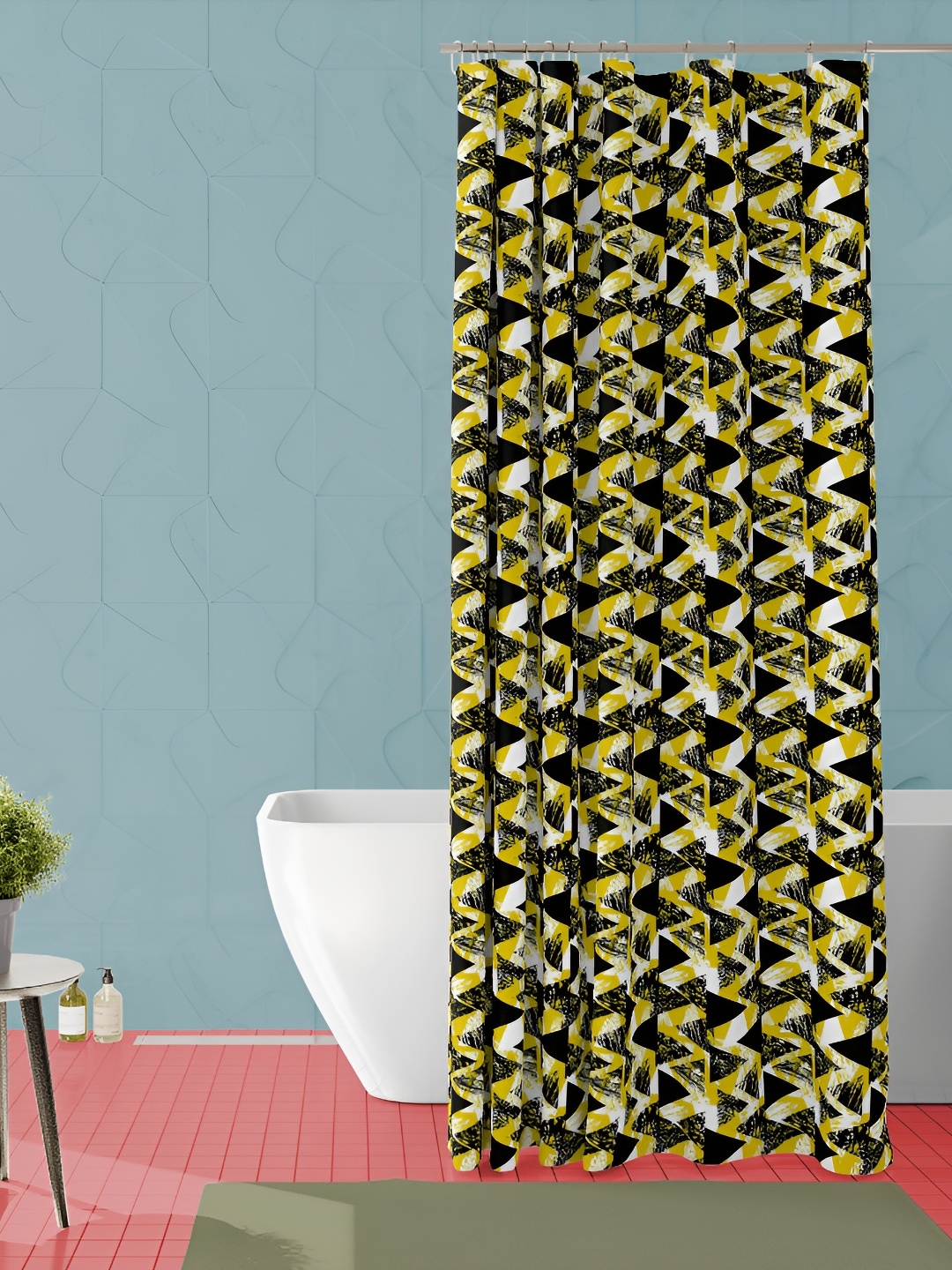 

ArtzFolio Black & Yellow Printed Waterproof Shower Curtains