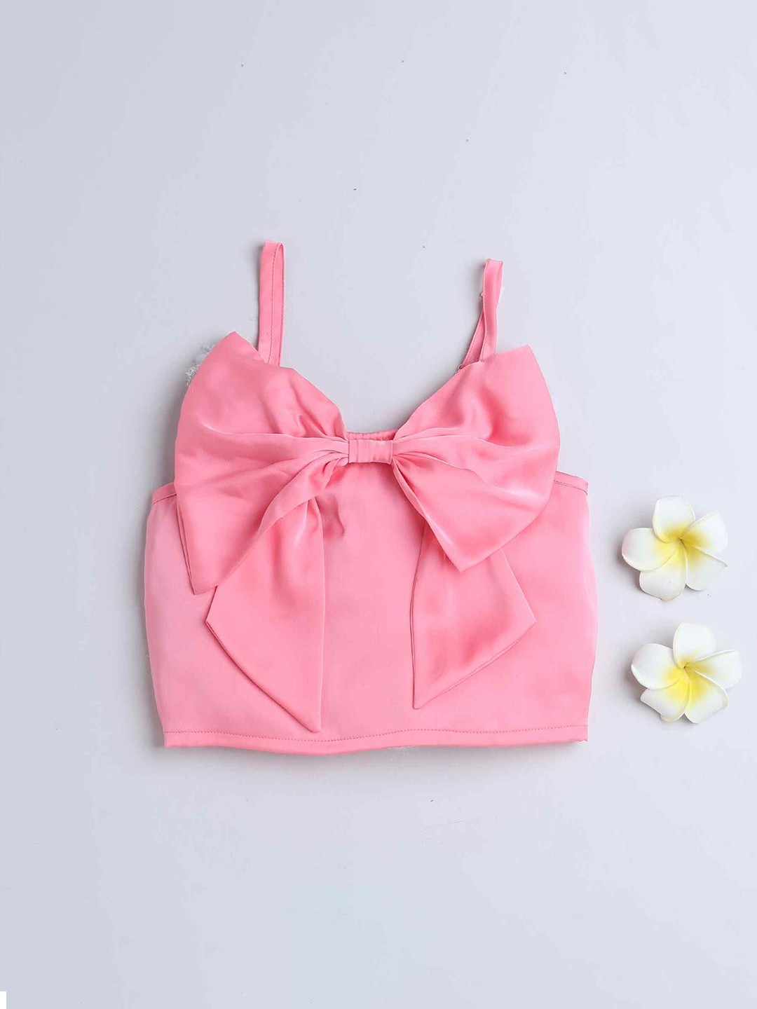 

taffykids Girls Shoulder Straps Satin Top, Pink