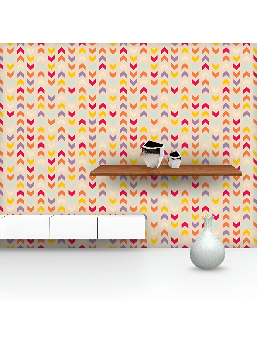 

ArtzFolio Printed UV-Resistant Anti-Bacterial Zigzag StripesPeel & Stick Wallpaper, Multi