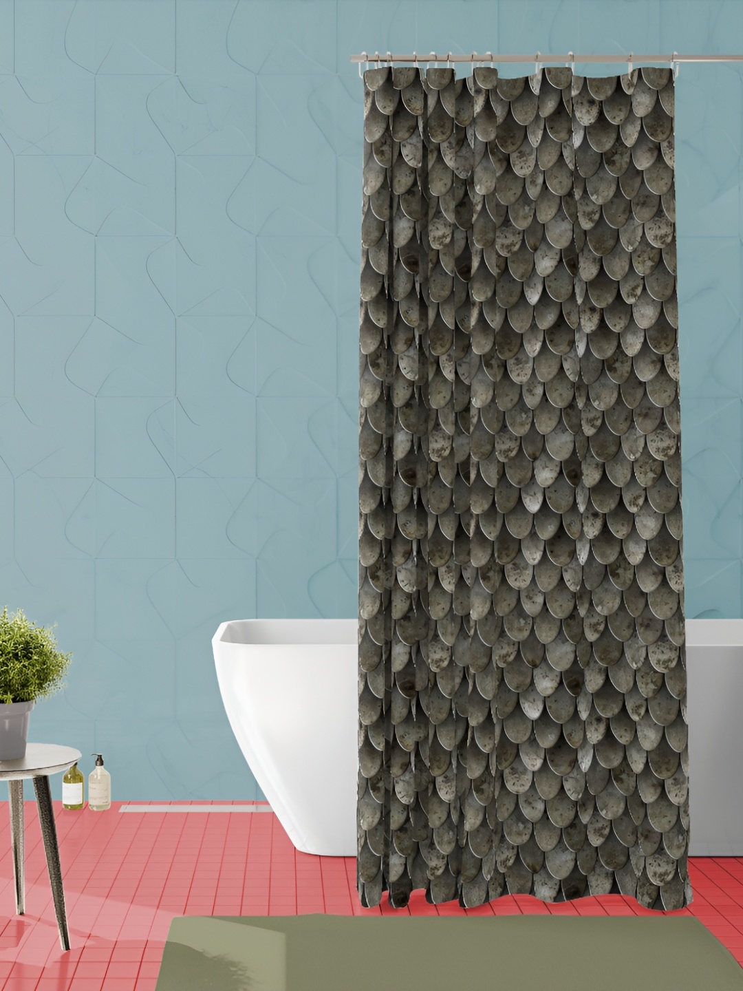 

ArtzFolio Grey & Black Printed Water-Proof Shower Curtains