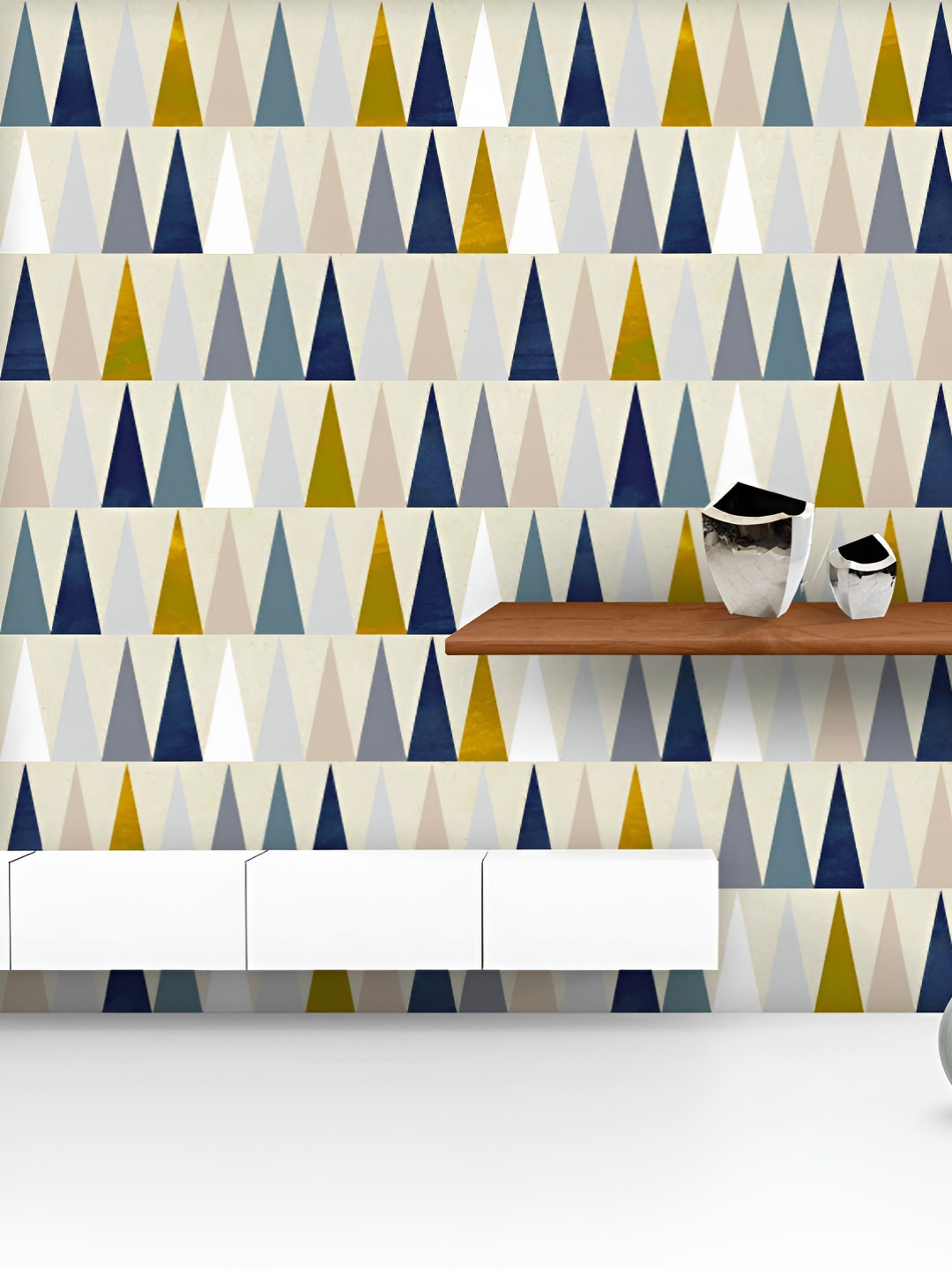 

ArtzFolio Printed UV-Resistant Anti-Bacterial Colorful Triangles Peel & Stick Wallpaper, Multi