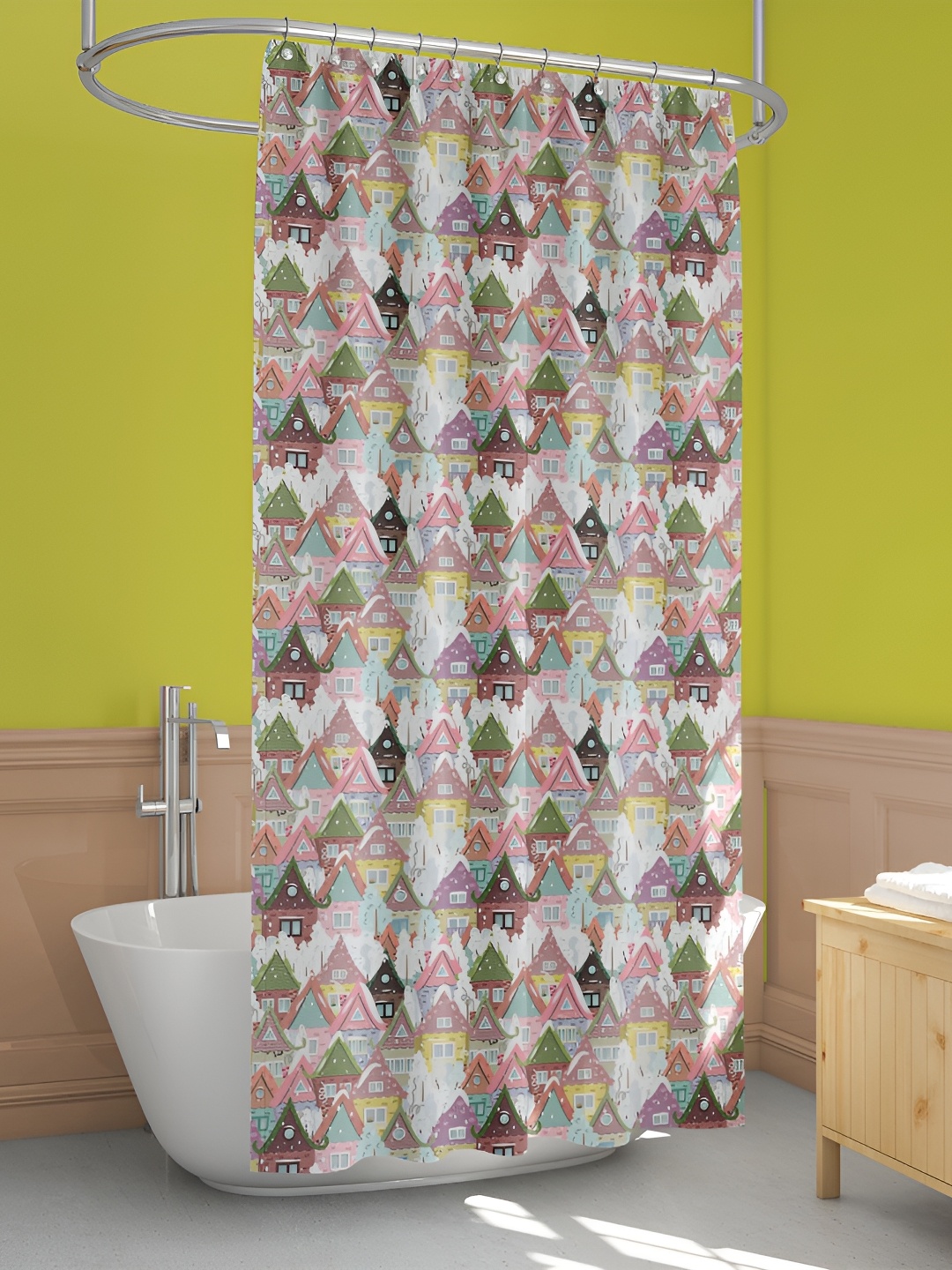 

ArtzFolio Pink & Green Abstract Printed Waterproof Shower Curtain