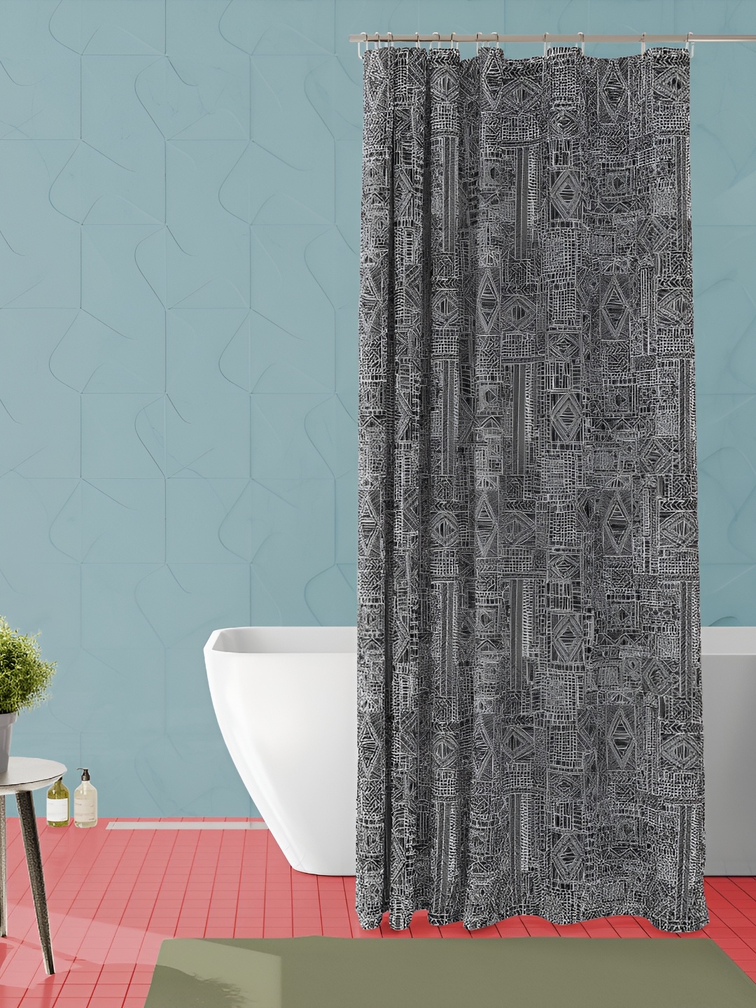 

ArtzFolio Grey & White Abstract Printed Waterproof Shower Curtain