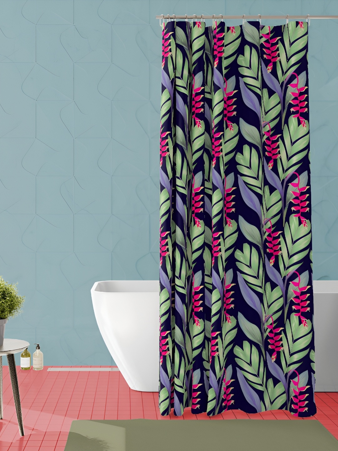 

ArtzFolio Blue & Green Printed Waterproof Shower Curtain