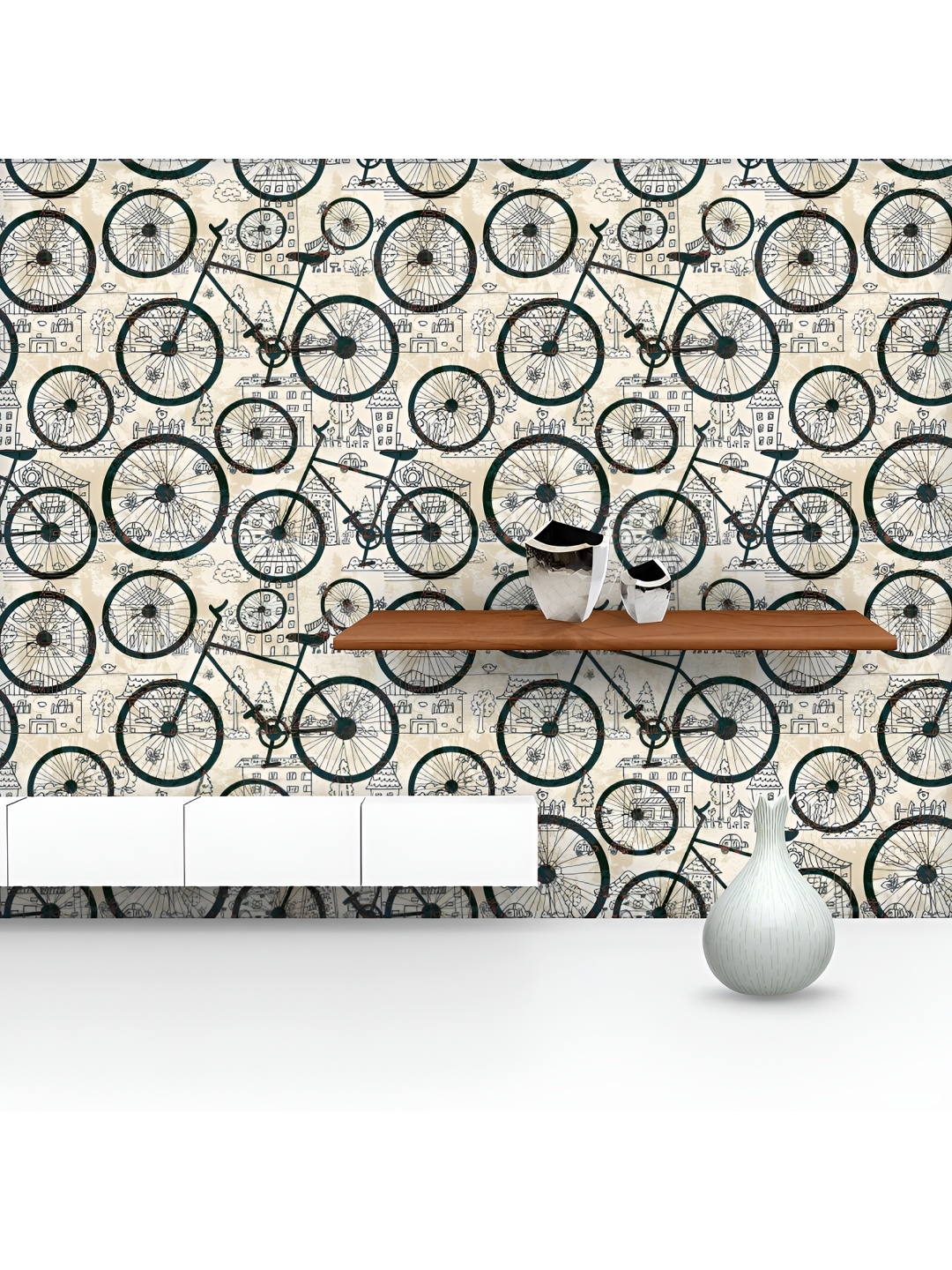 

ArtzFolio Printed UV-Resistant Anti-Bacterial Bicycles Peel & Stick Wallpaper, Multi