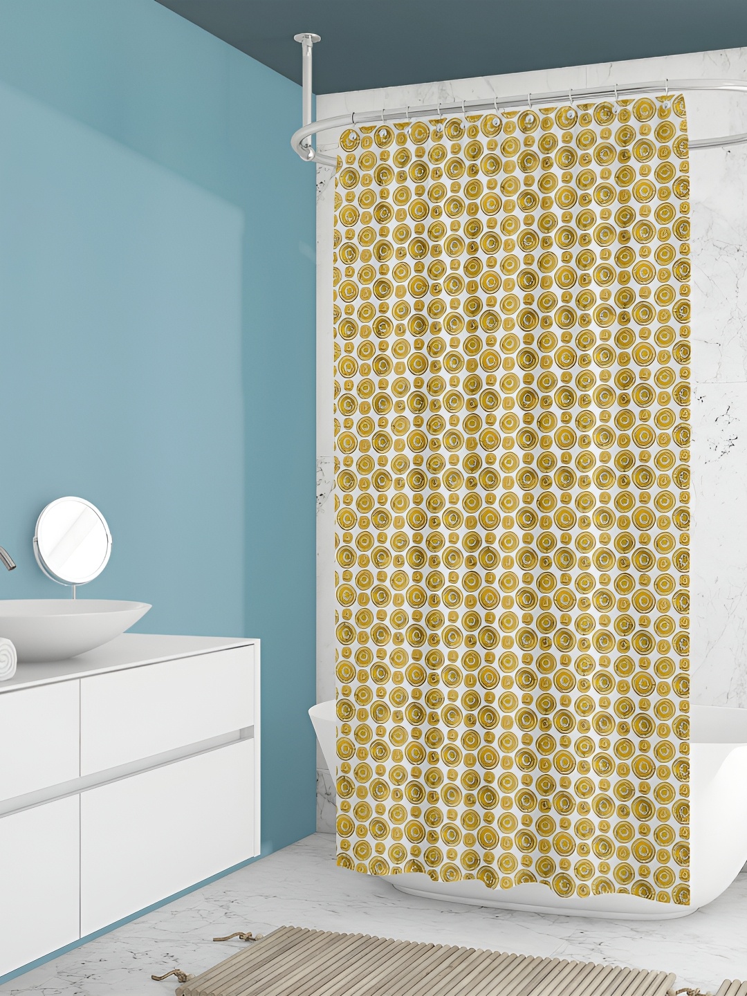 

ArtzFolio White & Yellow Printed Waterproof Shower Curtains