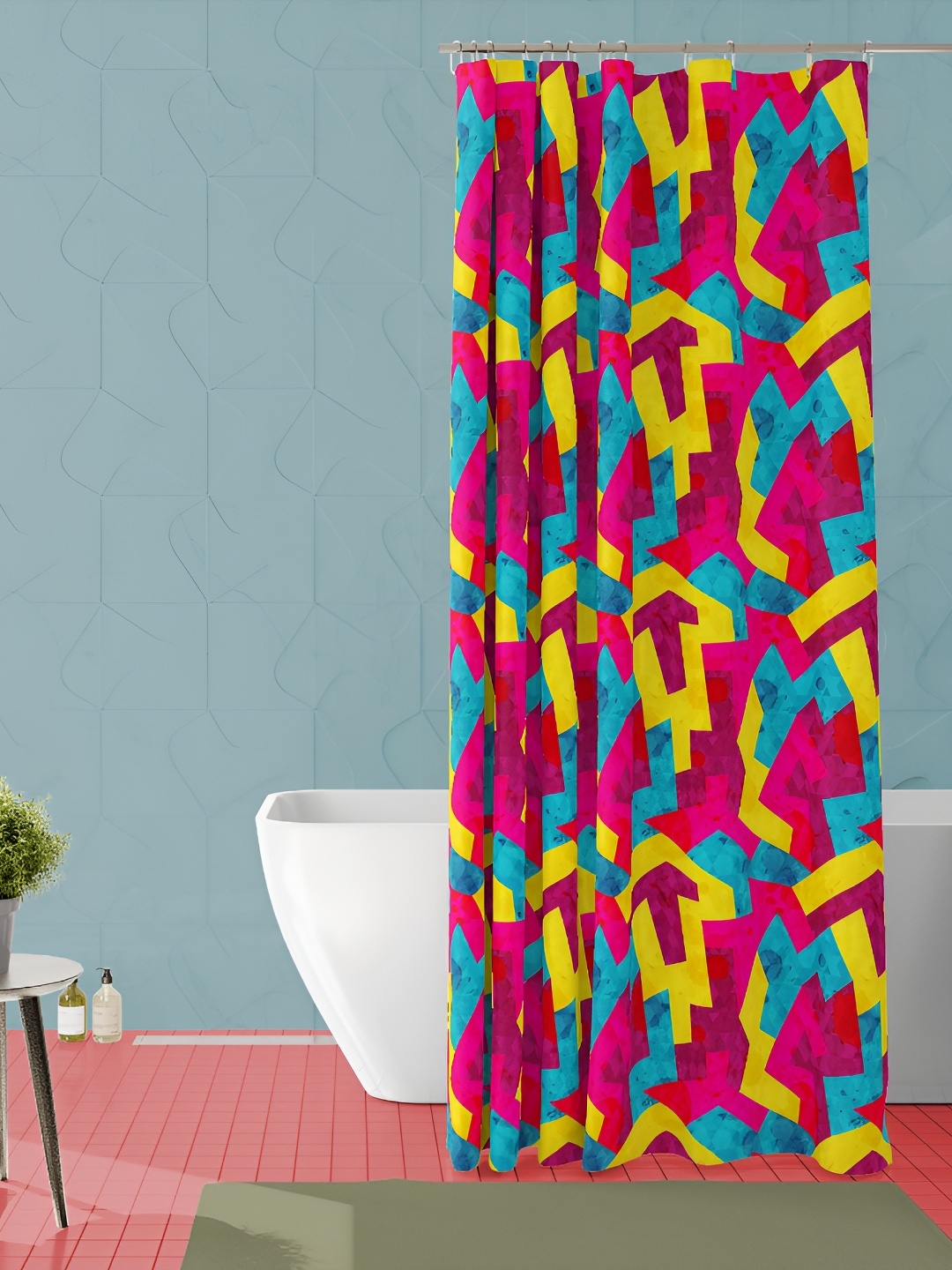 

ArtzFolio Blue & Pink Printed Waterproof Shower Curtains