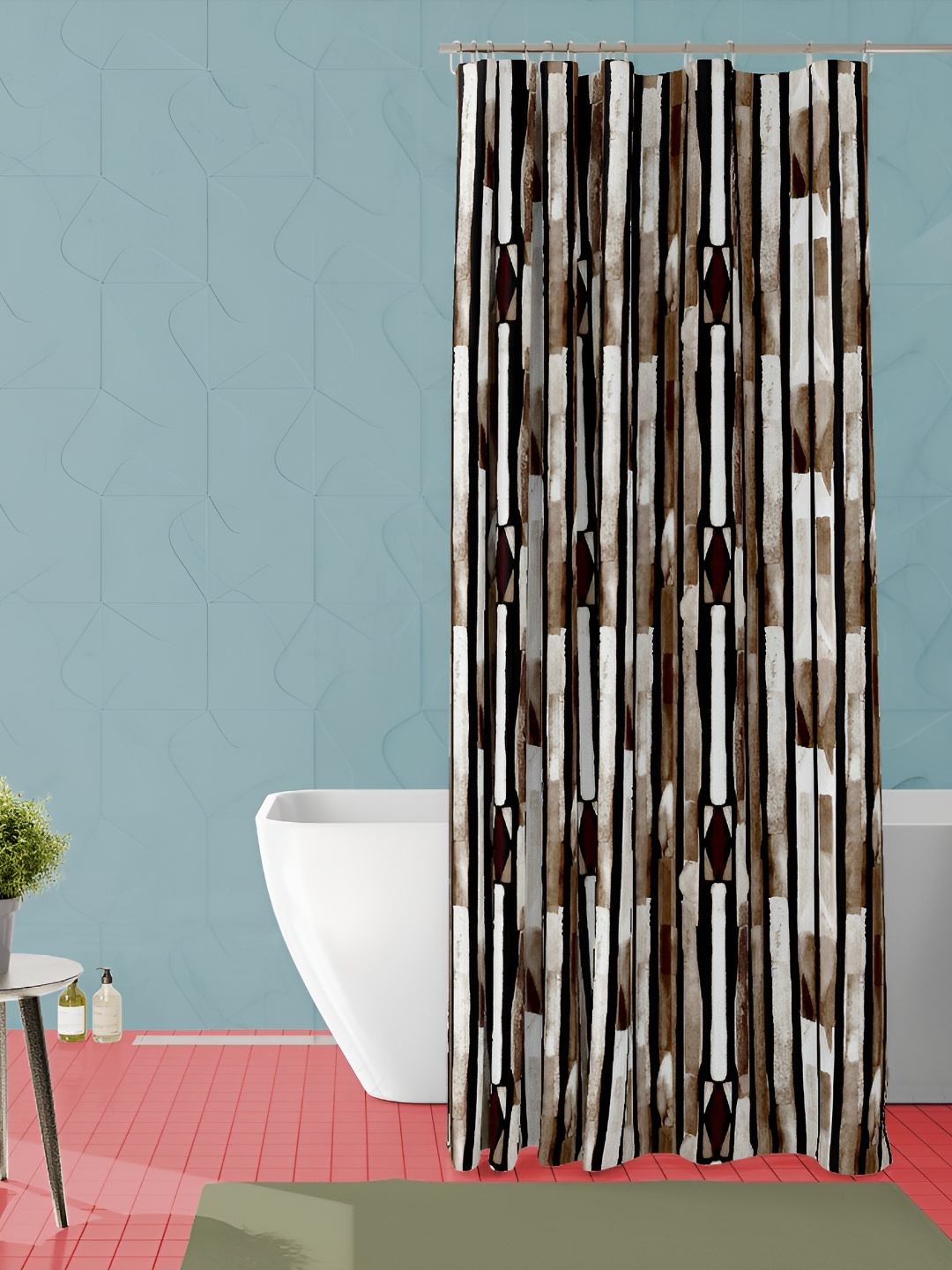 

ArtzFolio White & Brown Printed Waterproof Shower Curtain