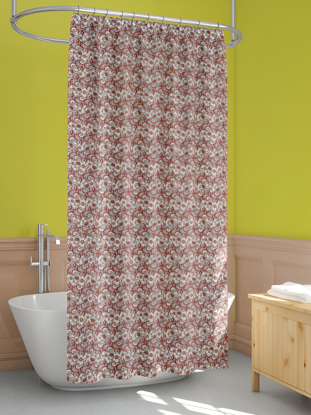 

ArtzFolio Grey & Brown Waterproof Shower Curtain