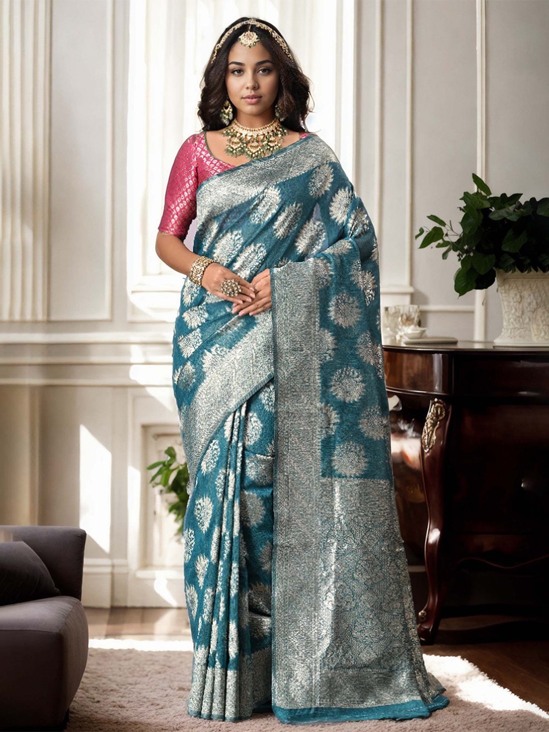 

Anouk Woven Design Zari Saree, Blue
