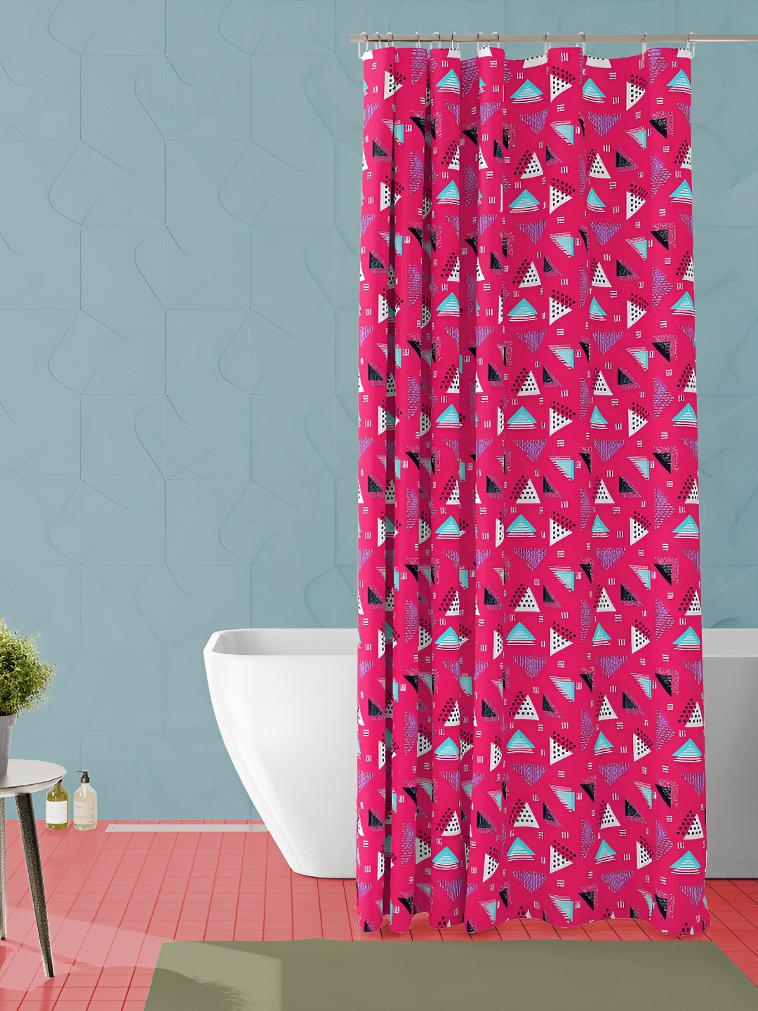 

ArtzFolio Pink & Blue Geometric Printed Waterproof Shower Curtain