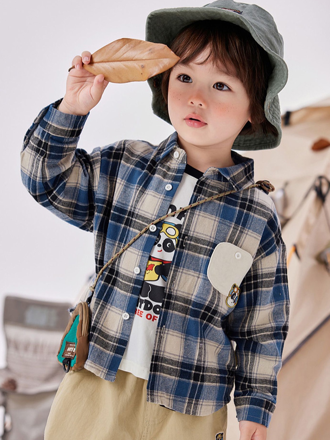 

LULU & SKY Boys Tartan Checks Opaque Checked Casual Shirt, Blue