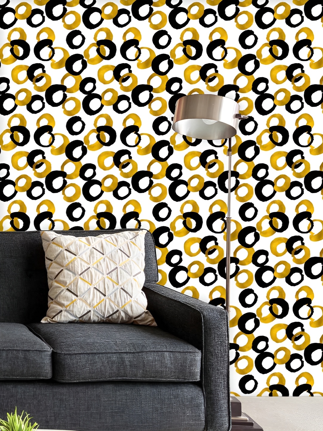 

ArtzFolio Printed UV-Resistant Anti-Bacterial Gold Black DrawingPeel & Stick Wallpaper, Multi