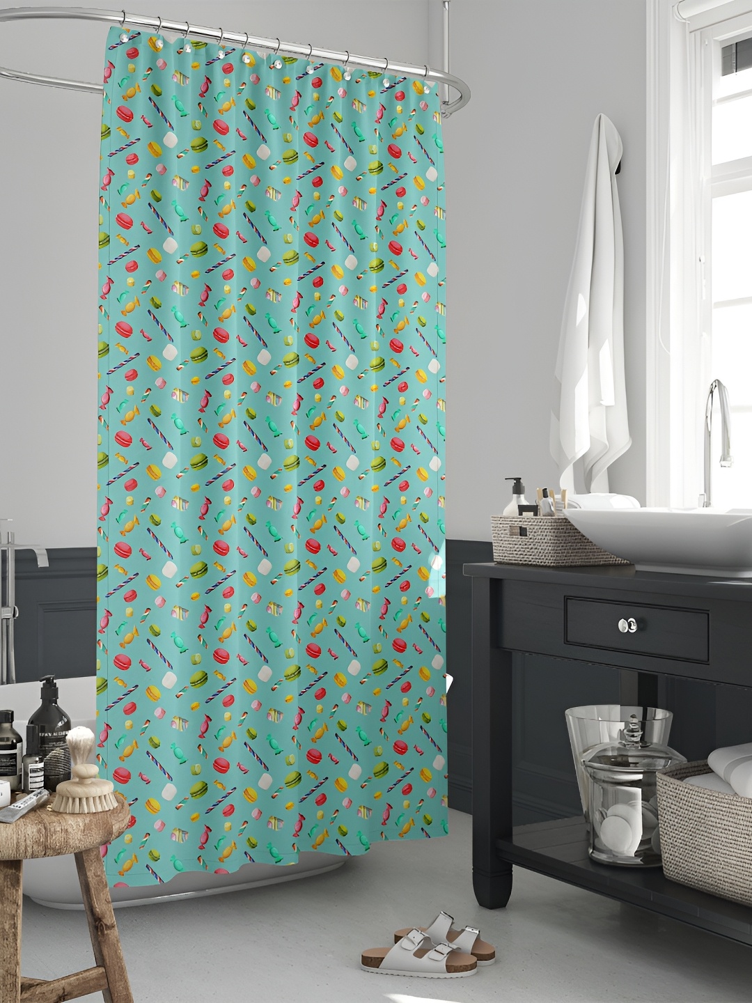 

ArtzFolio Green & Red Printed Waterproof Shower Curtain
