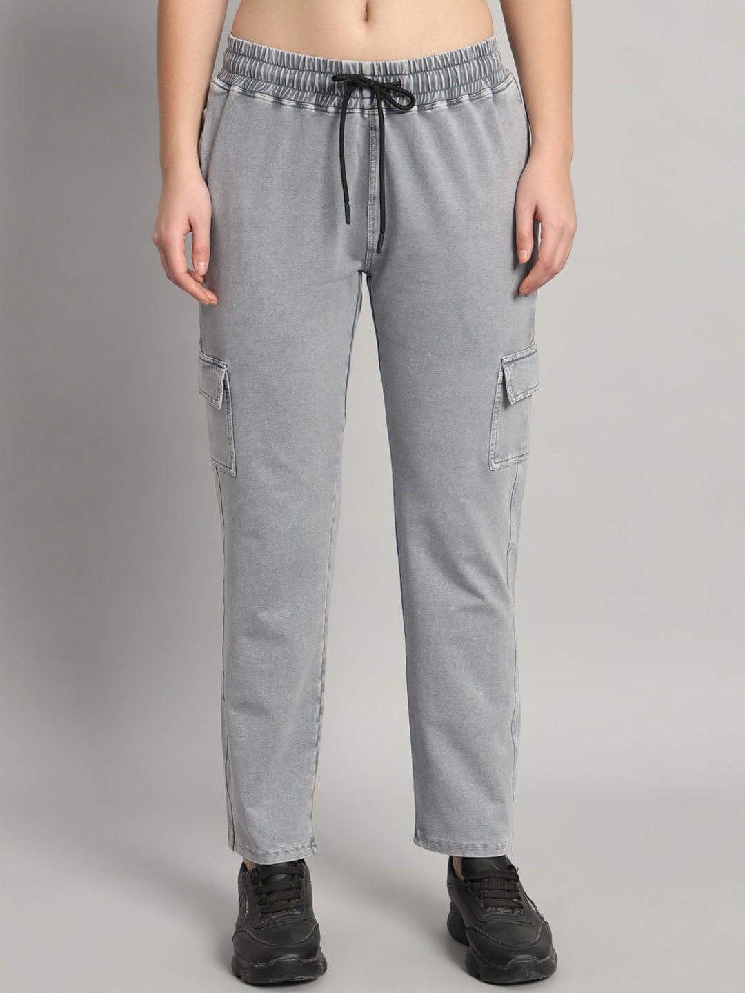 

MKH Women Mid Rise Cotton Track Pants, Grey