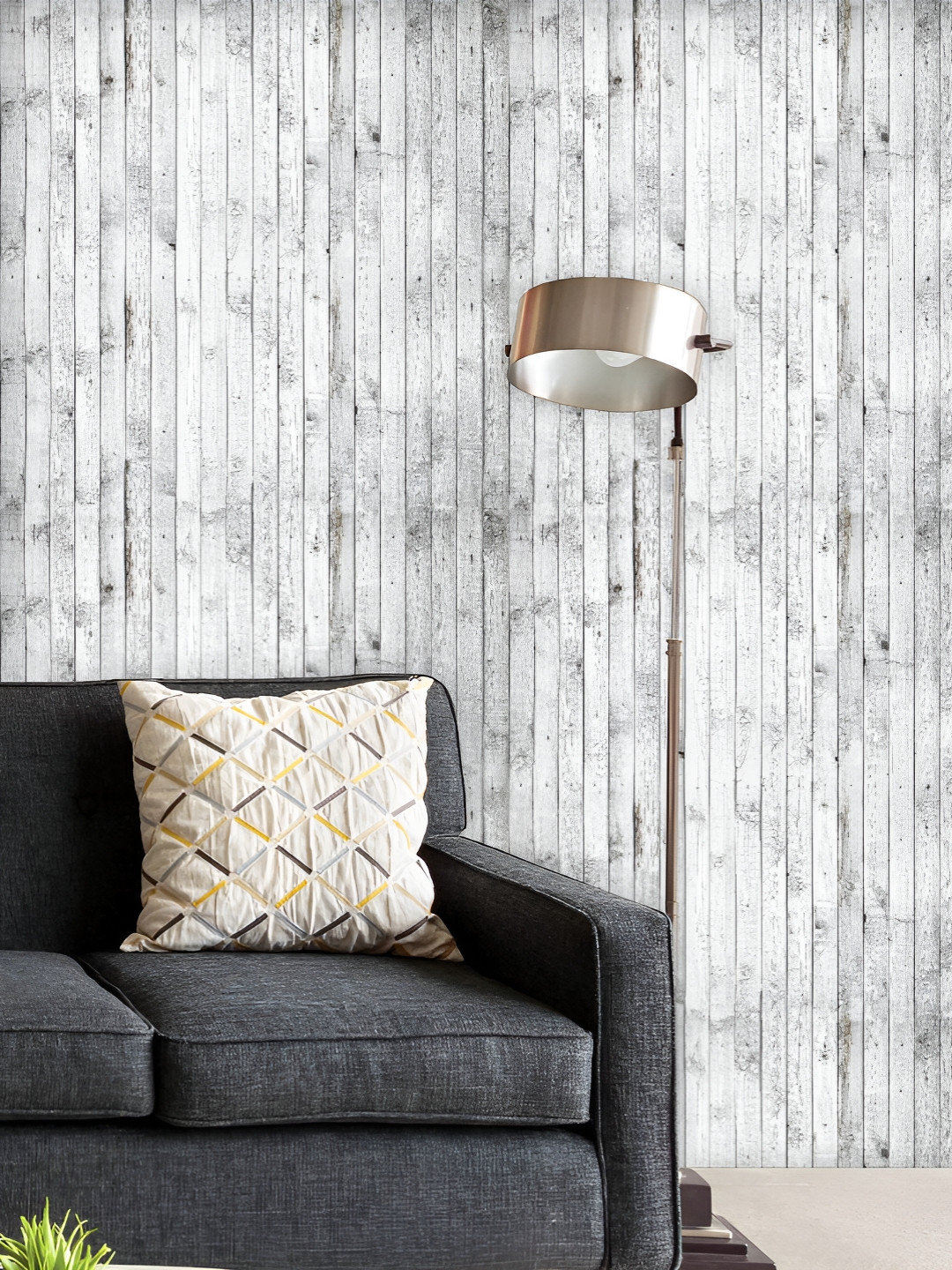 

ArtzFolio Printed UV-Resistant Anti-Bacterial White Wooden Lining Peel & Stick Wallpaper, Multi