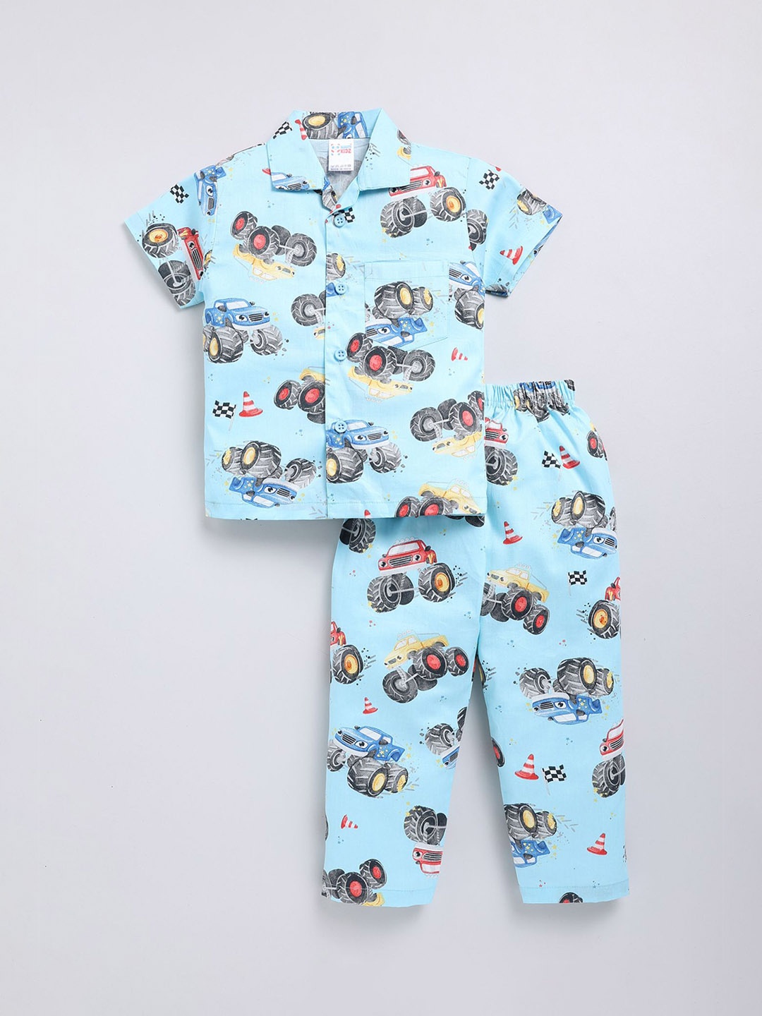 

NAUTI KIDZ Boys Printed Pure Cotton Night suit, Blue